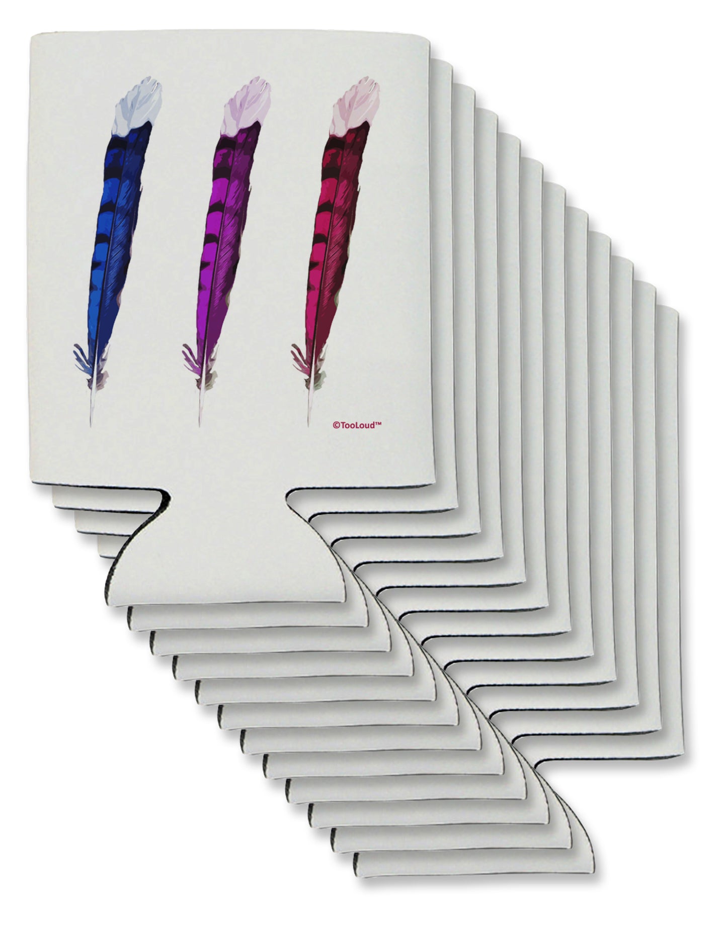 Graphic Feather Design - Feather Trio Can / Bottle Insulator Coolers by TooLoud-Can Coolie-TooLoud-12-Davson Sales