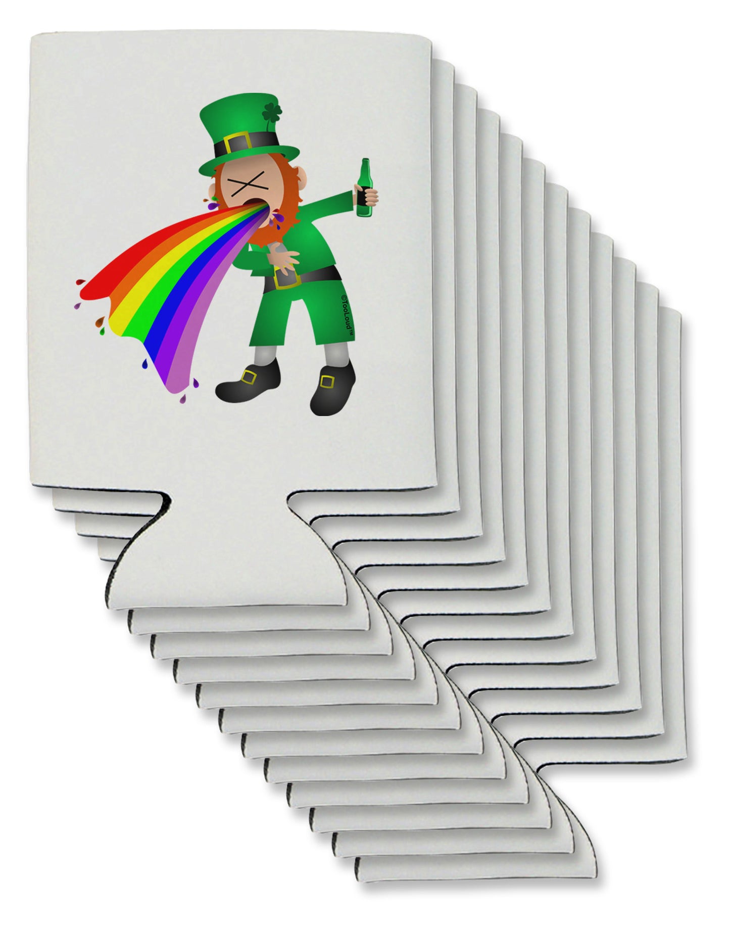 Puking Rainbow Leprechaun Can / Bottle Insulator Coolers-Can Coolie-TooLoud-12-Davson Sales
