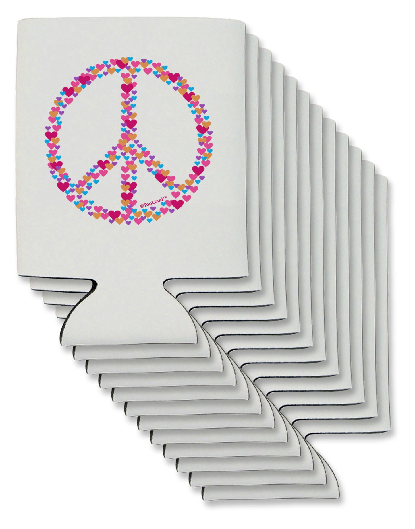 Peace Sign Hearts Can / Bottle Insulator Coolers-Can Coolie-TooLoud-12-Davson Sales