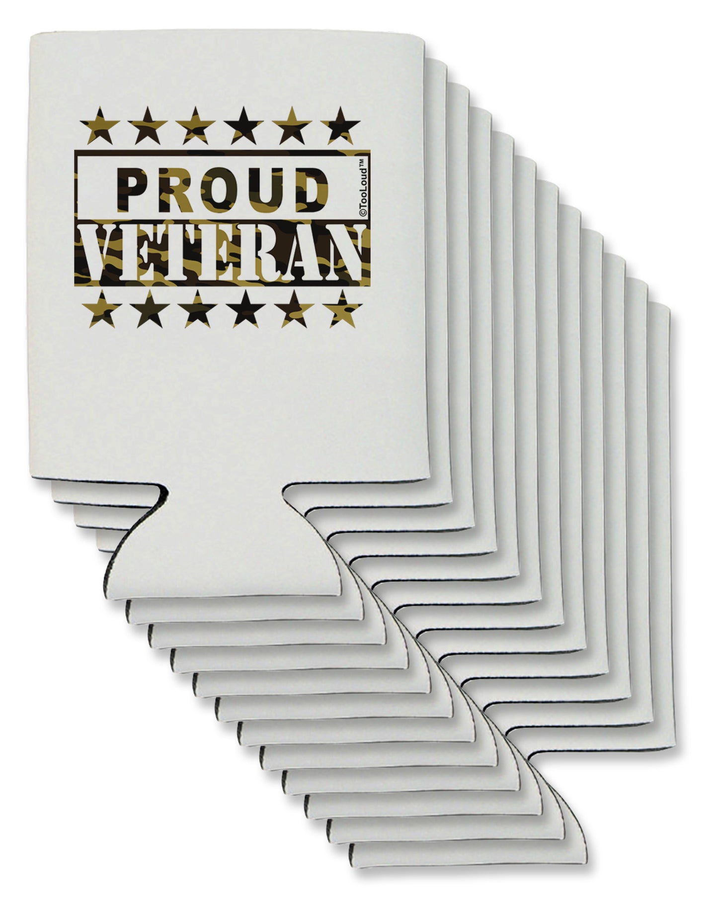 Proud Veteran Camo Can / Bottle Insulator Coolers-Can Coolie-TooLoud-12-Davson Sales