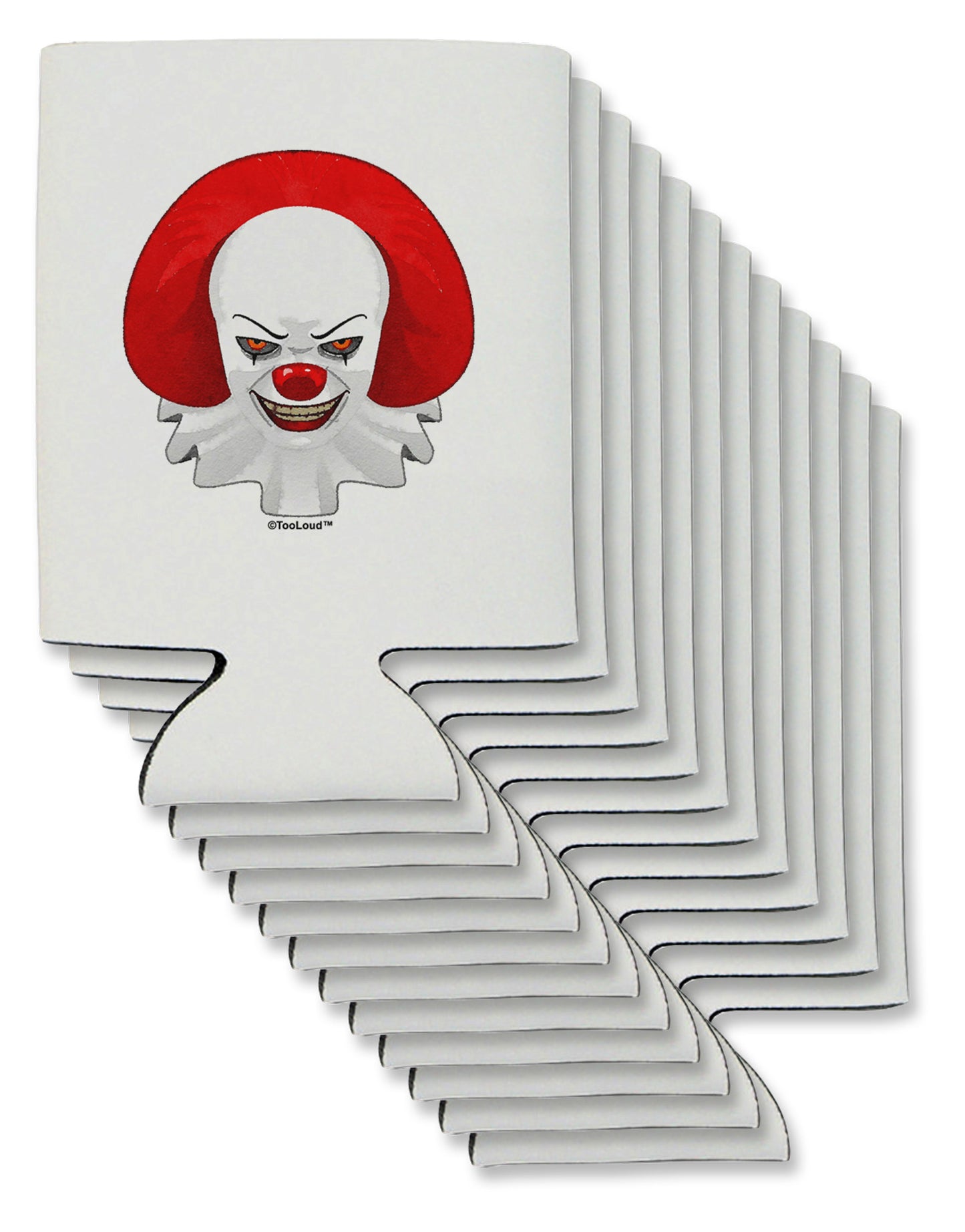 Scary Clown Watercolor Can / Bottle Insulator Coolers-Can Coolie-TooLoud-12 Pieces-Davson Sales