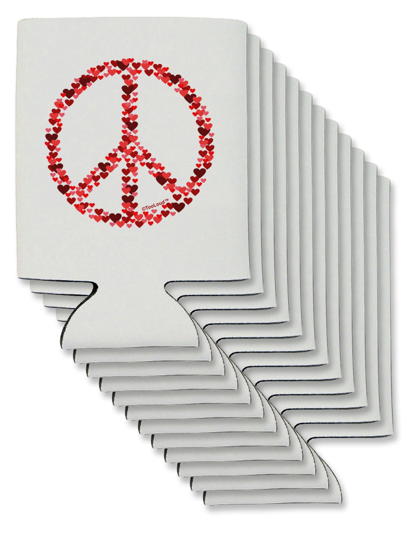 Peace Sign Hearts Red Can / Bottle Insulator Coolers-Can Coolie-TooLoud-12-Davson Sales