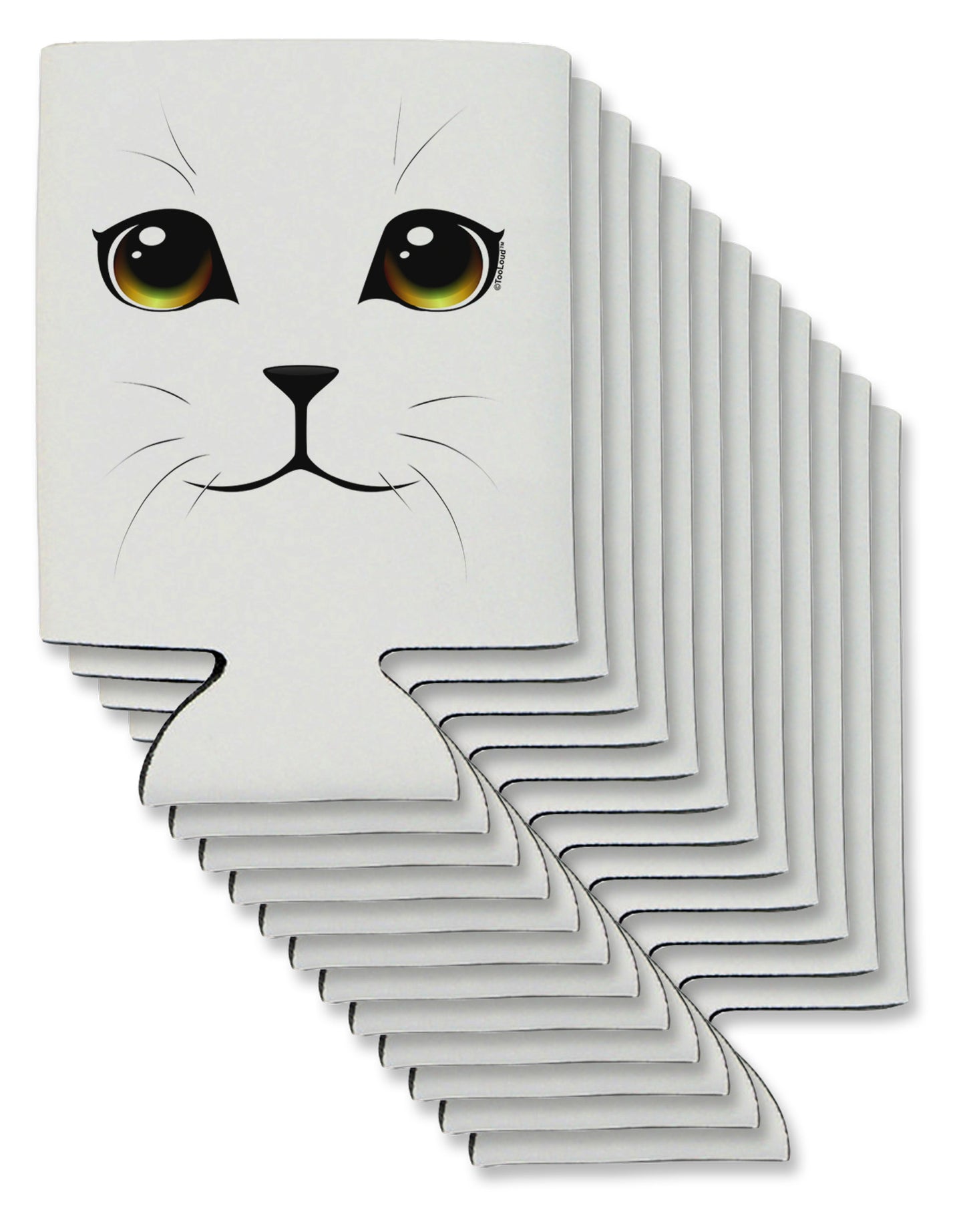 TooLoud Yellow Amber-Eyed Cute Cat Face Can / Bottle Insulator Coolers-Can Coolie-TooLoud-12-Davson Sales