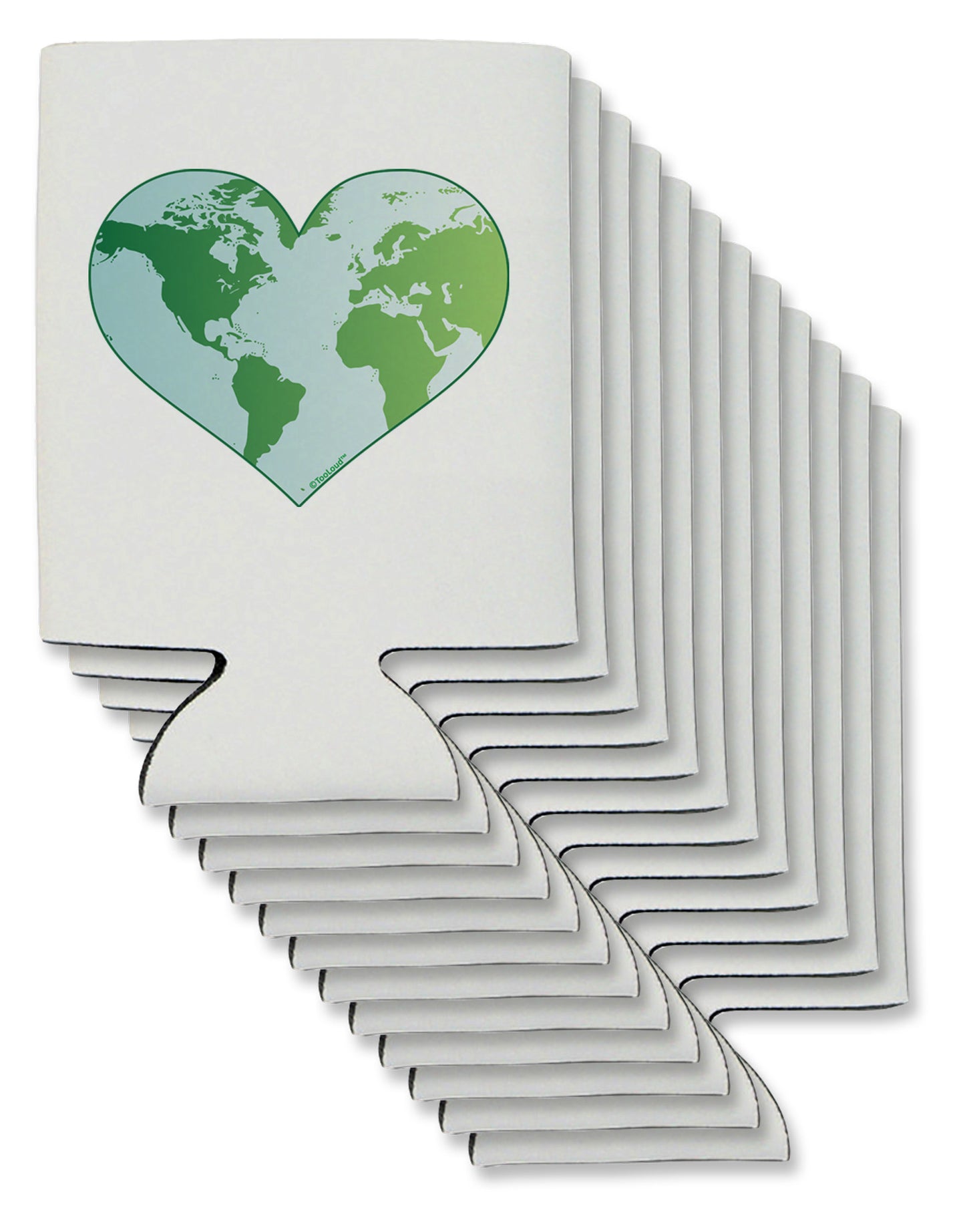 World Globe Heart Can / Bottle Insulator Coolers-Can Coolie-TooLoud-12-Davson Sales