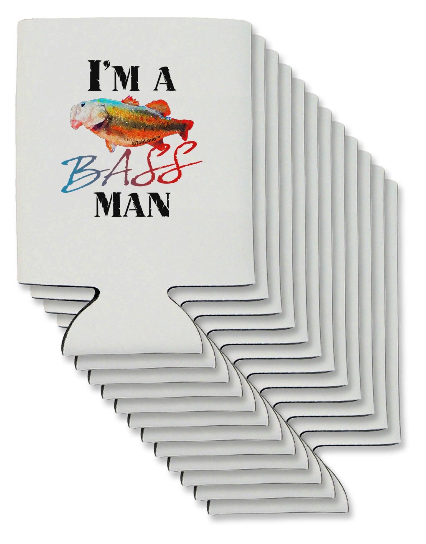 I'm A Bass Man Watercolor Can / Bottle Insulator Coolers-Can Coolie-TooLoud-12-Davson Sales