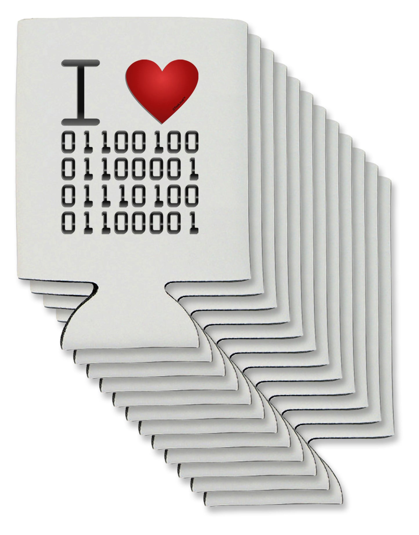 I Heart Binary Data Can / Bottle Insulator Coolers-Can Coolie-TooLoud-12-Davson Sales