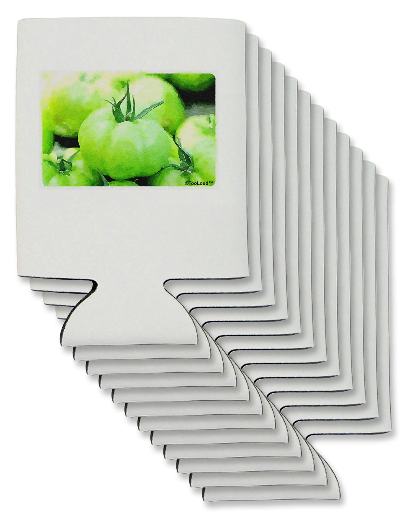 Watercolor Green Tomatoes Can / Bottle Insulator Coolers-Can Coolie-TooLoud-12 Pieces-Davson Sales