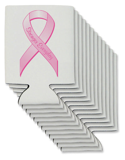 Pink Breast Cancer Awareness Ribbon - Stronger Everyday Can / Bottle Insulator Coolers-Can Coolie-TooLoud-12 Pieces-Davson Sales
