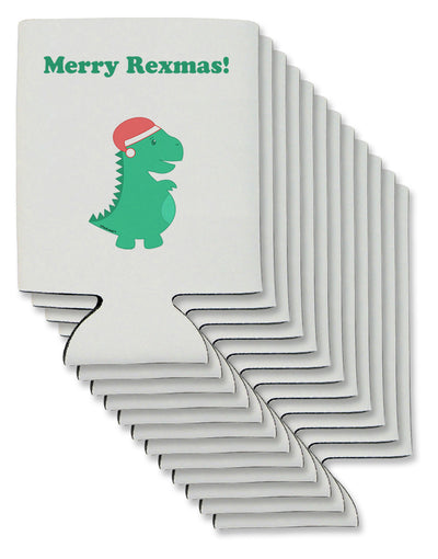 Merry Rexmas T-Rex Dinosaur Christmas Can / Bottle Insulator Coolers-Can Coolie-TooLoud-12 Pieces-Davson Sales