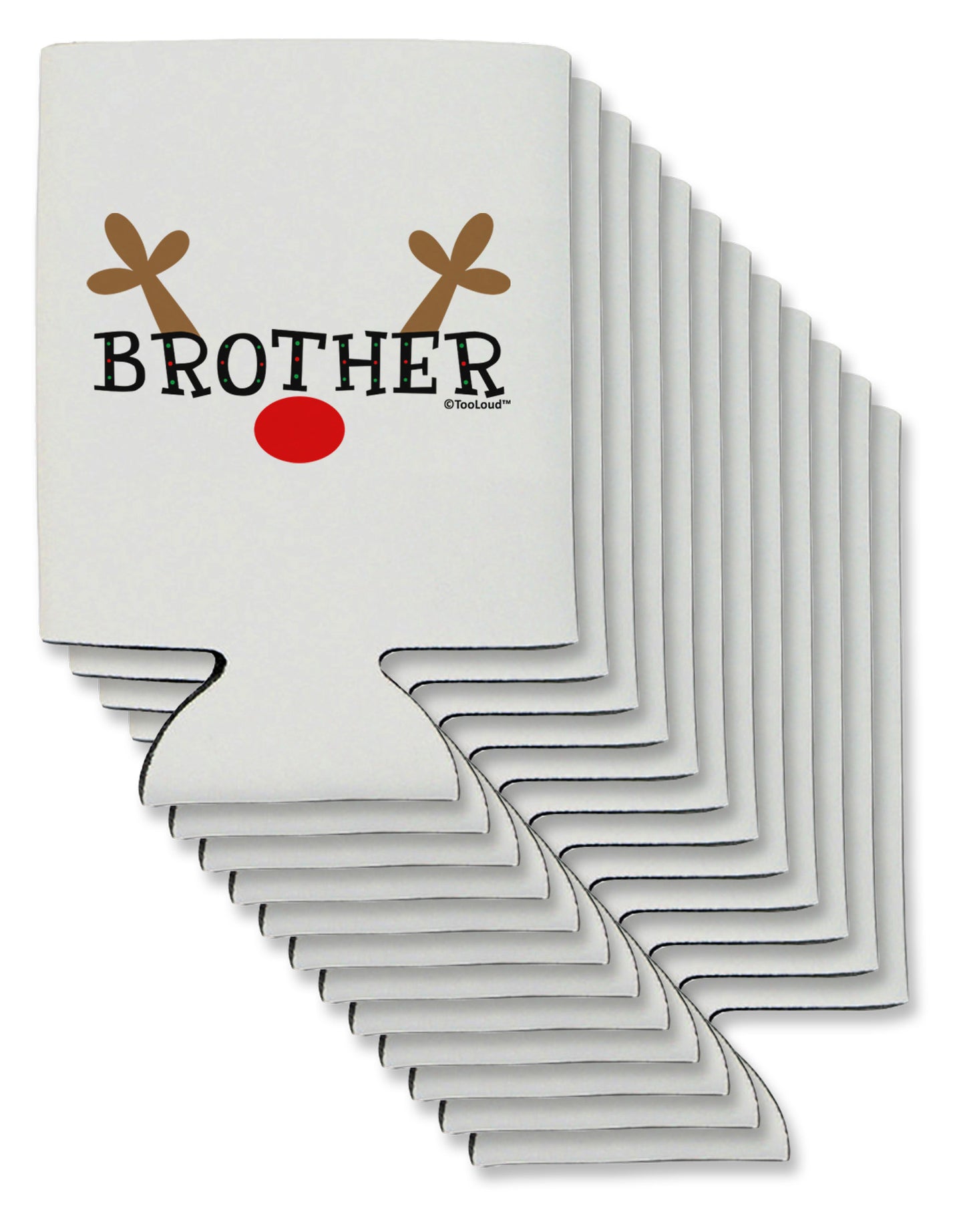Matching Family Christmas Design - Reindeer - Brother Can / Bottle Insulator Coolers by TooLoud-Can Coolie-TooLoud-12-Davson Sales