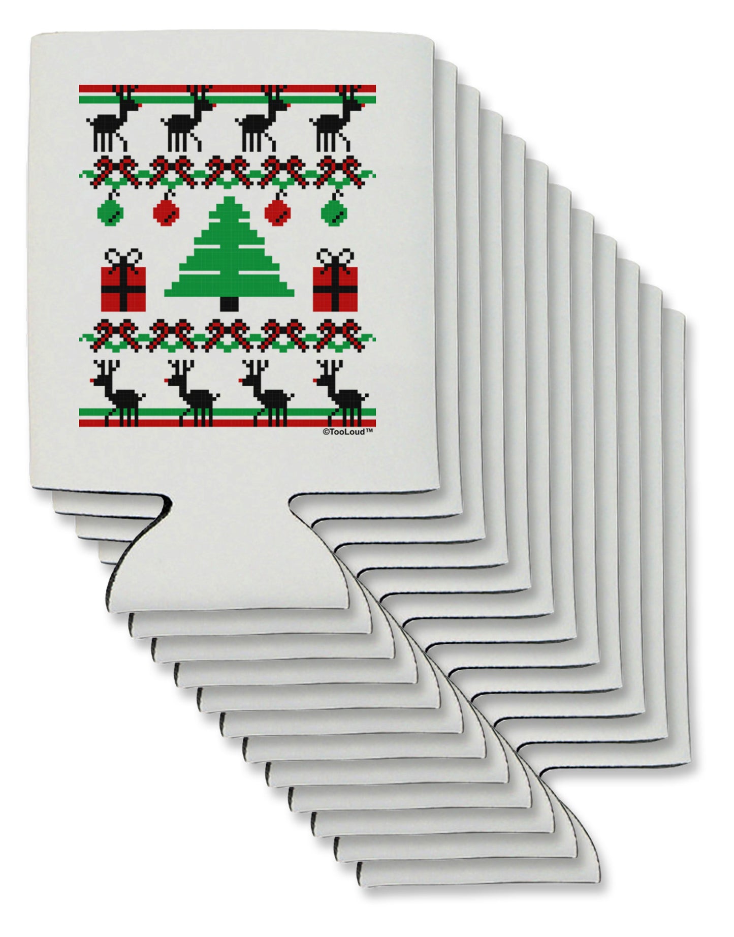 Tree with Gifts Ugly Christmas Sweater Can / Bottle Insulator Coolers-Can Coolie-TooLoud-12-Davson Sales