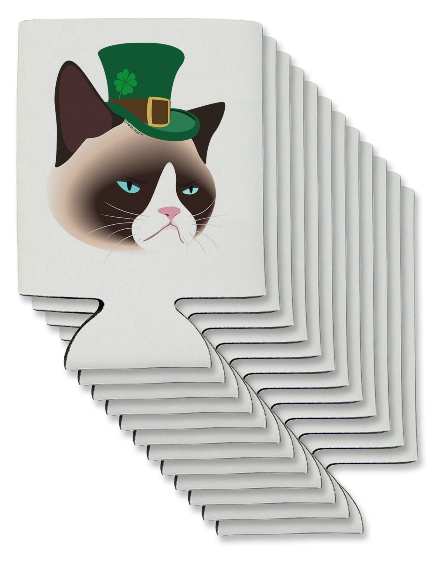 Leprechaun Disgruntled Cat Can / Bottle Insulator Coolers-Can Coolie-TooLoud-12-Davson Sales
