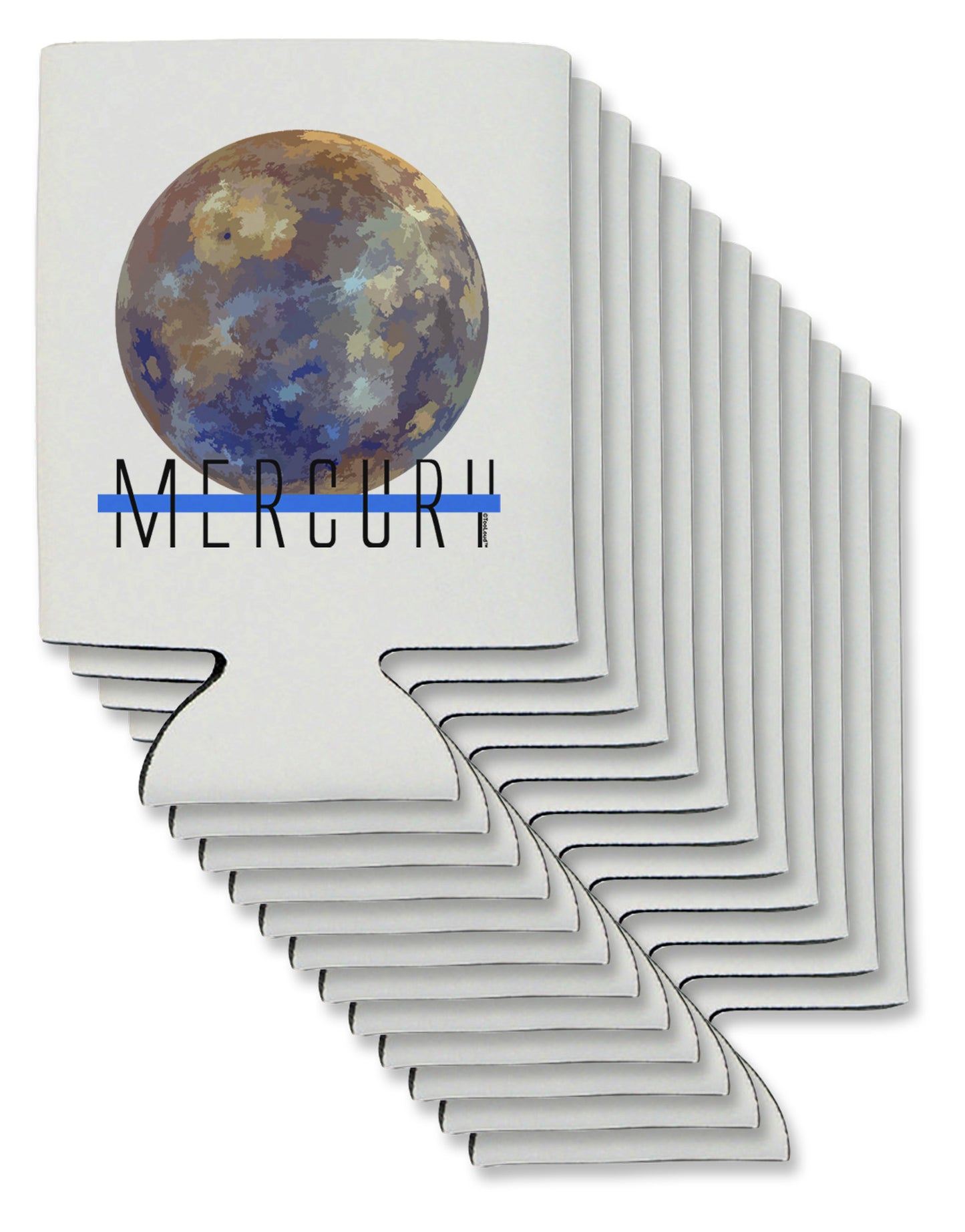 Planet Mercury Text Can / Bottle Insulator Coolers by TooLoud-Can Coolie-TooLoud-12-Davson Sales