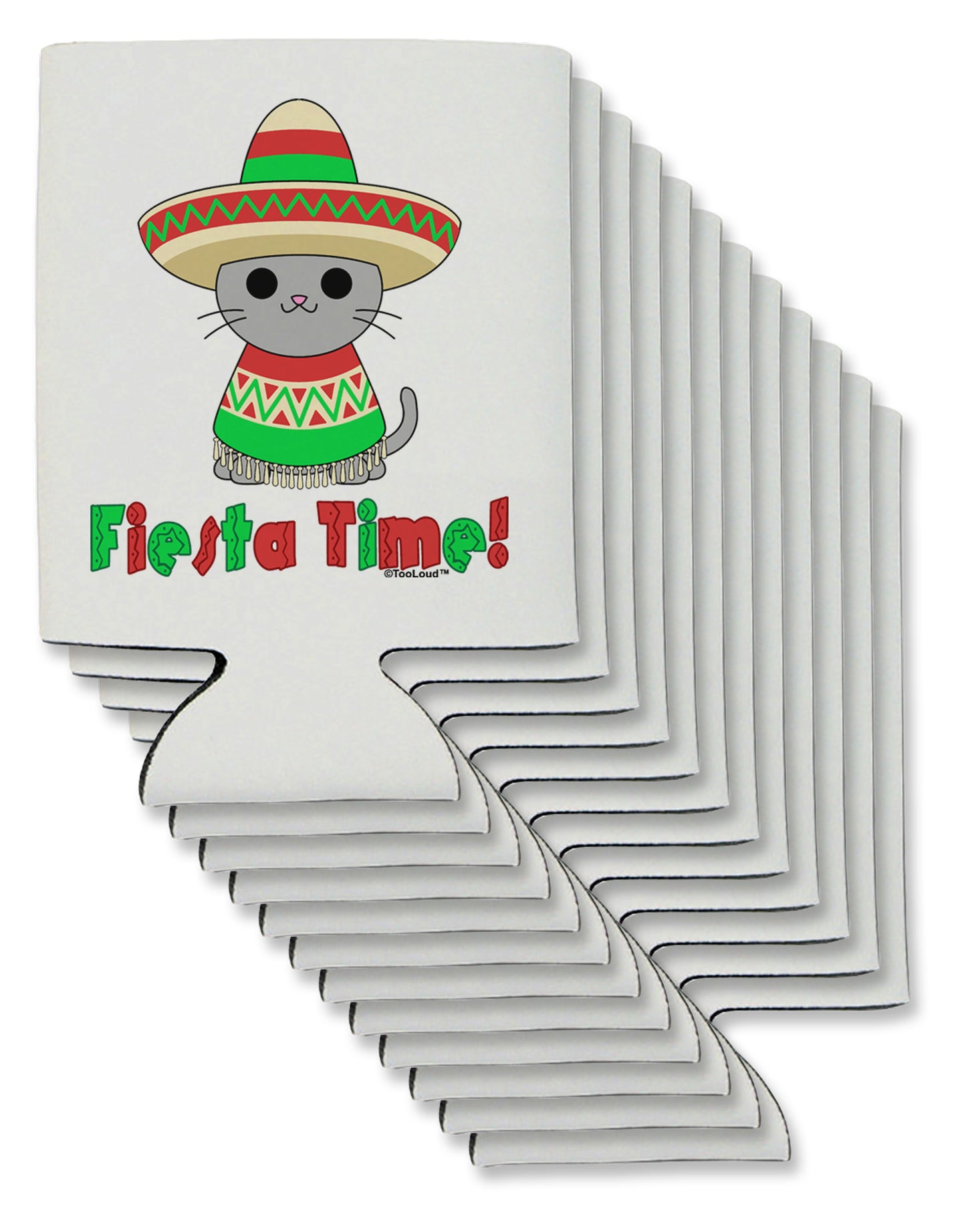 Fiesta Time - Cute Sombrero Cat Can / Bottle Insulator Coolers by TooLoud-Can Coolie-TooLoud-12-Davson Sales
