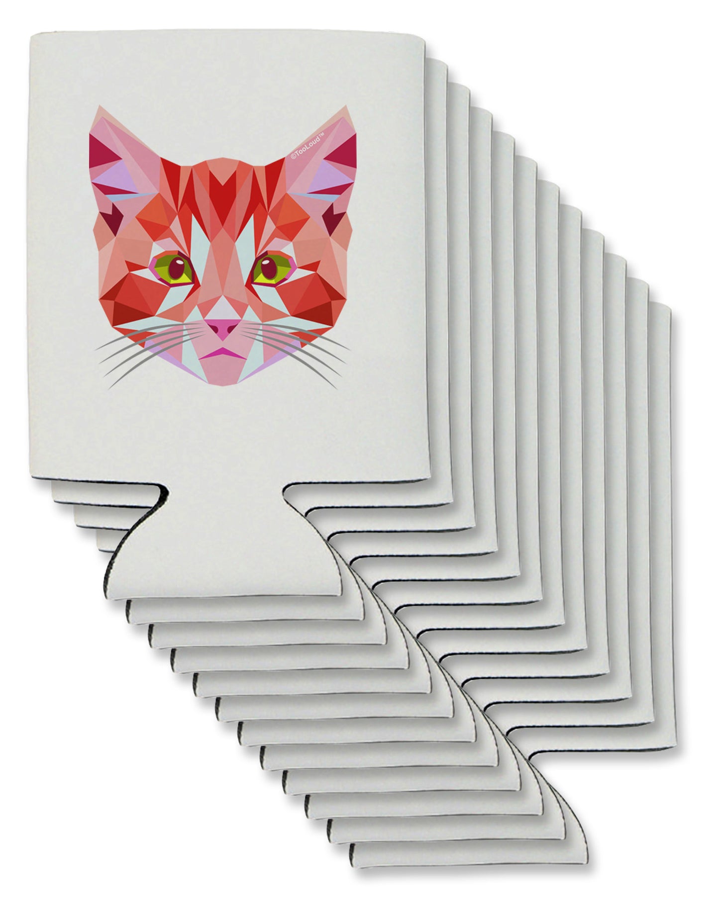Geometric Kitty Red Can / Bottle Insulator Coolers-Can Coolie-TooLoud-12-Davson Sales