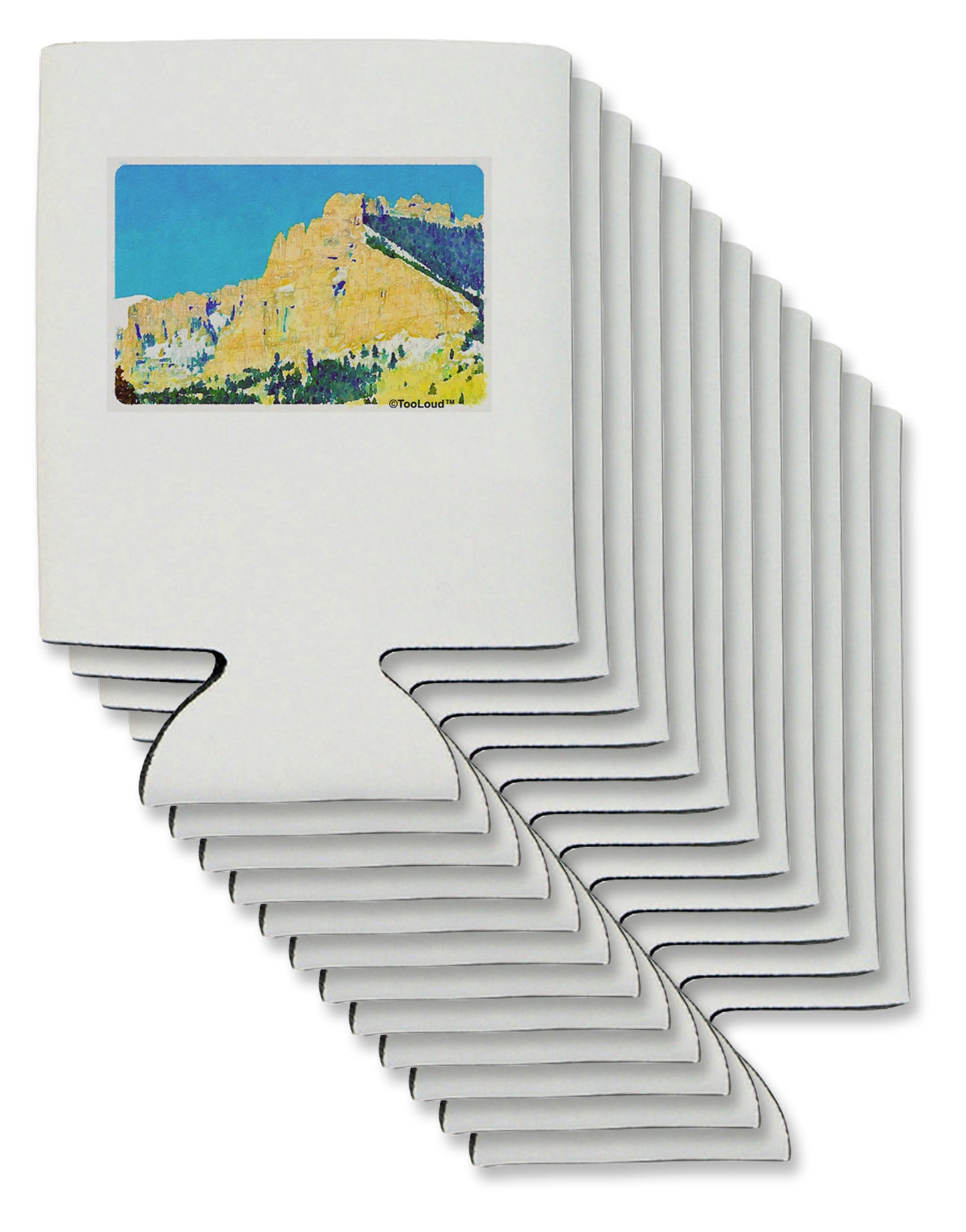 Colorado Snowy Mtns WaterColor Can / Bottle Insulator Coolers-Can Coolie-TooLoud-12-Davson Sales