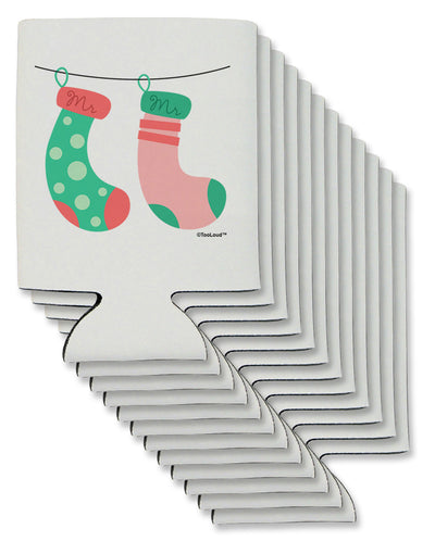 Cute Mr and Mr Christmas Couple Stockings Can / Bottle Insulator Coolers by TooLoud-Can Coolie-TooLoud-12-Davson Sales