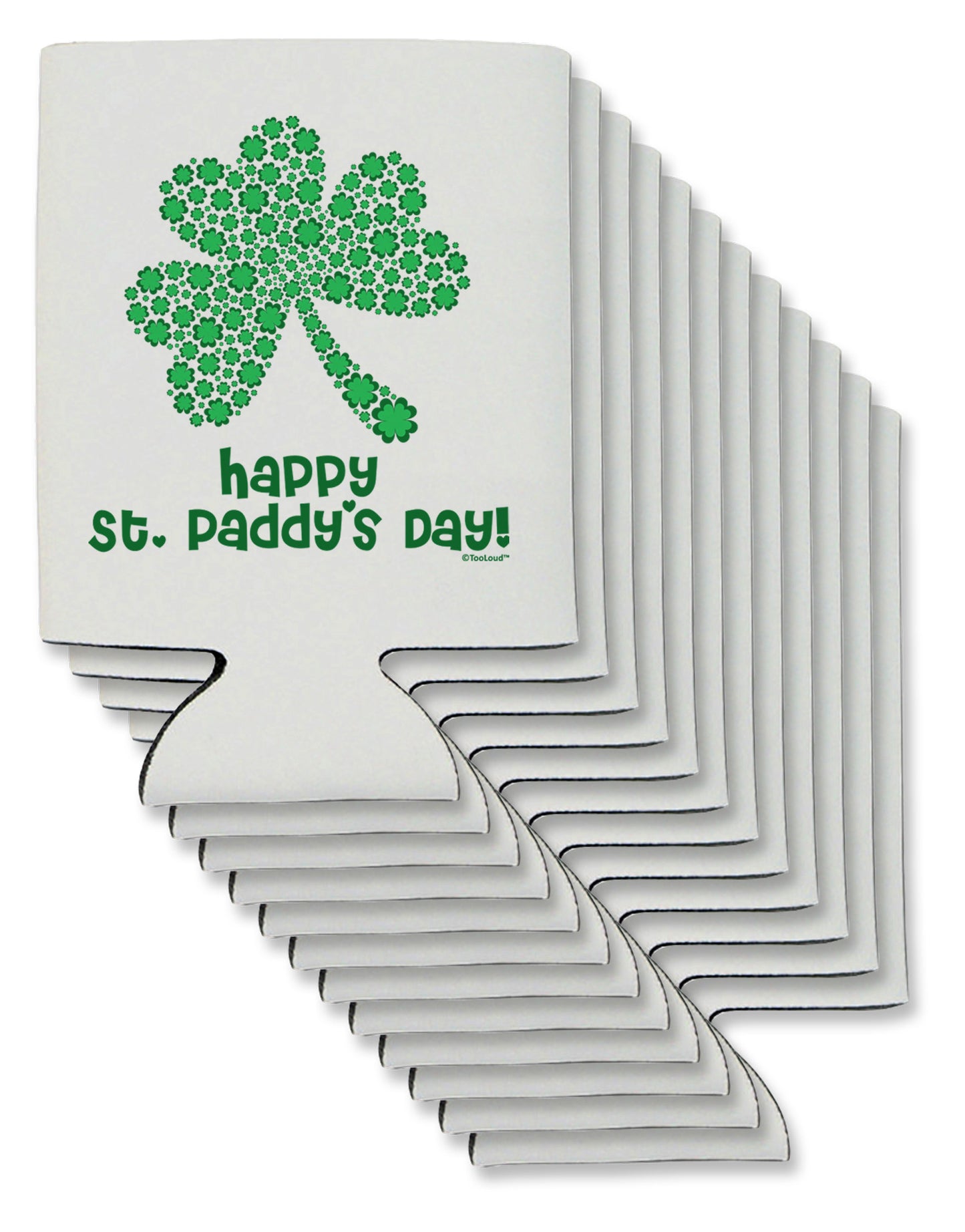 Happy St. Paddy's Day Shamrock Design Can / Bottle Insulator Coolers by TooLoud-Can Coolie-TooLoud-12-Davson Sales