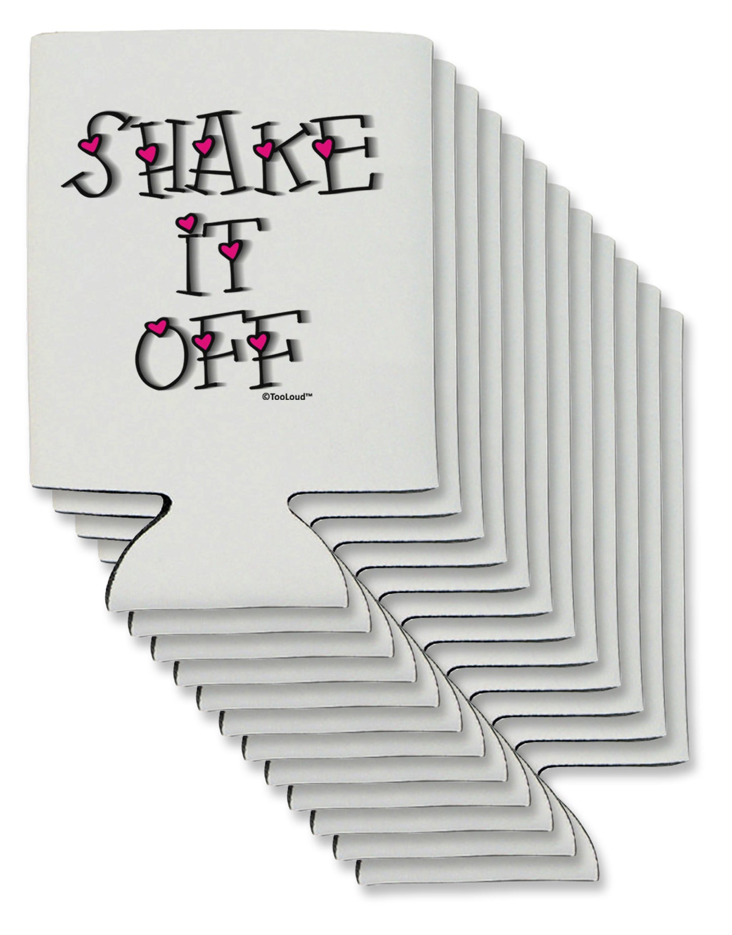 Shake It Off Text Cute with Hearts Can / Bottle Insulator Coolers by TooLoud-Can Coolie-TooLoud-12-Davson Sales