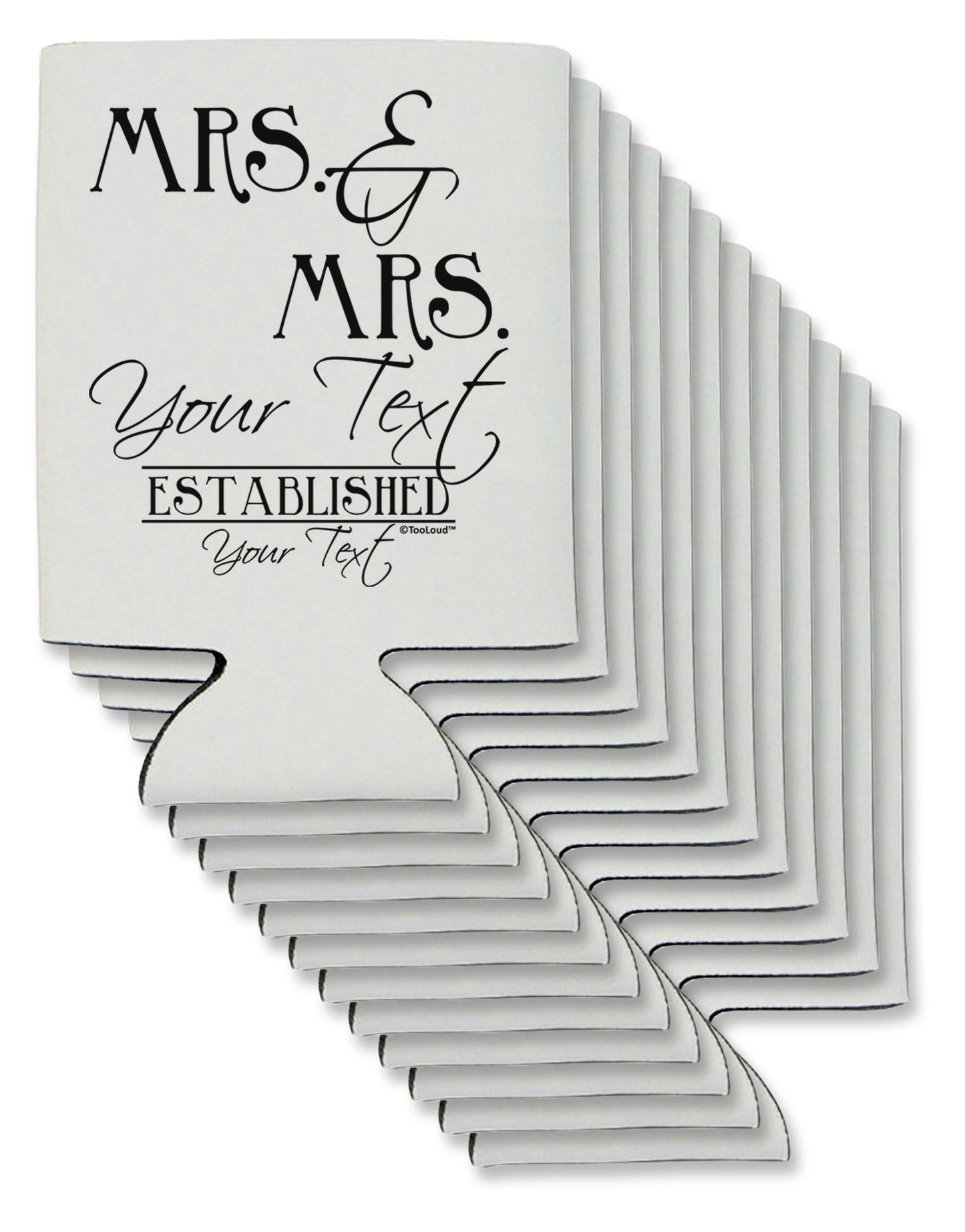 Personalized Mrs and Mrs Lesbian Wedding - Name- Established -Date- Design Can / Bottle Insulator Coolers-Can Coolie-TooLoud-12-Davson Sales