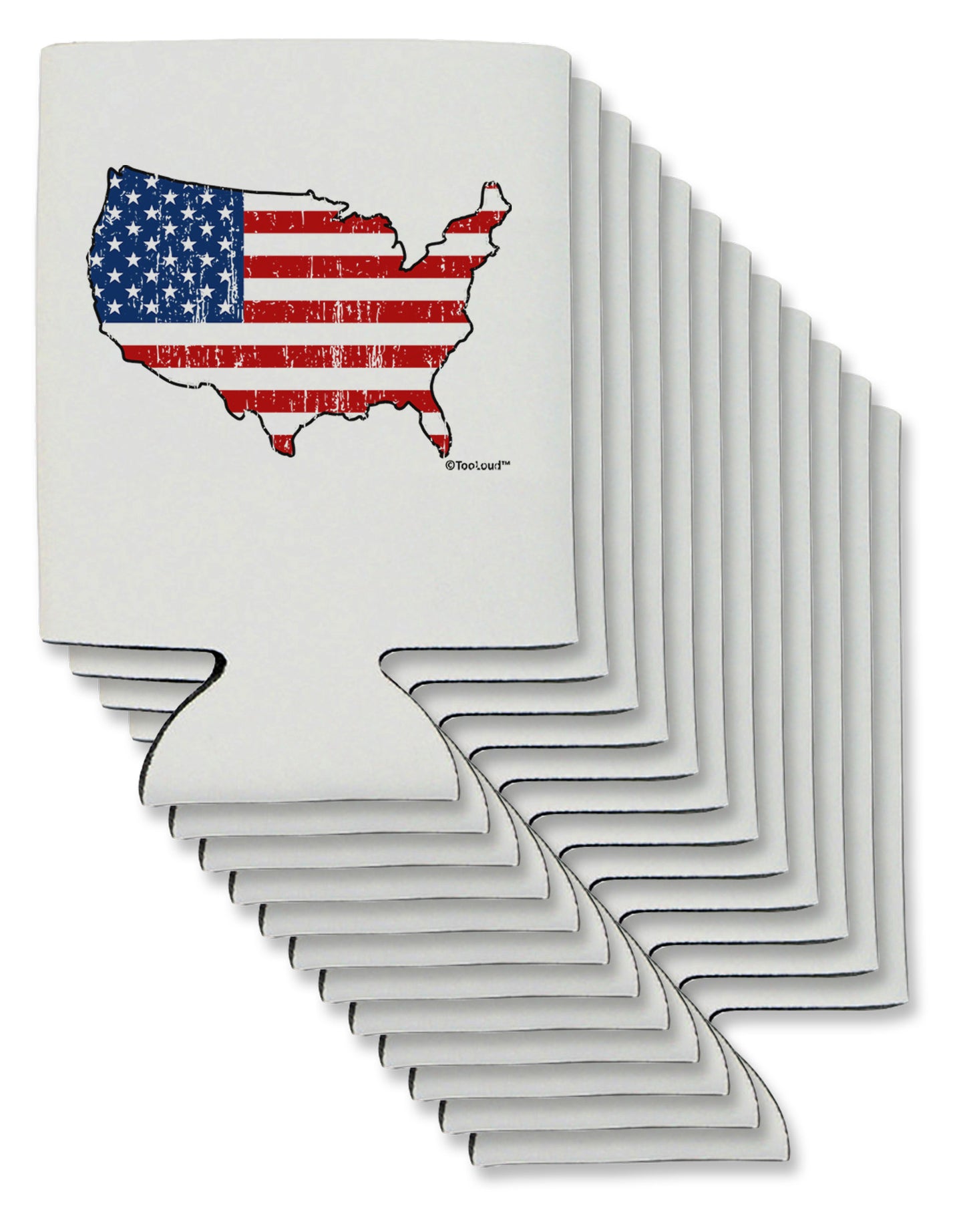 United States Cutout - American Flag Distressed Can / Bottle Insulator Coolers by TooLoud-Can Coolie-TooLoud-12-Davson Sales