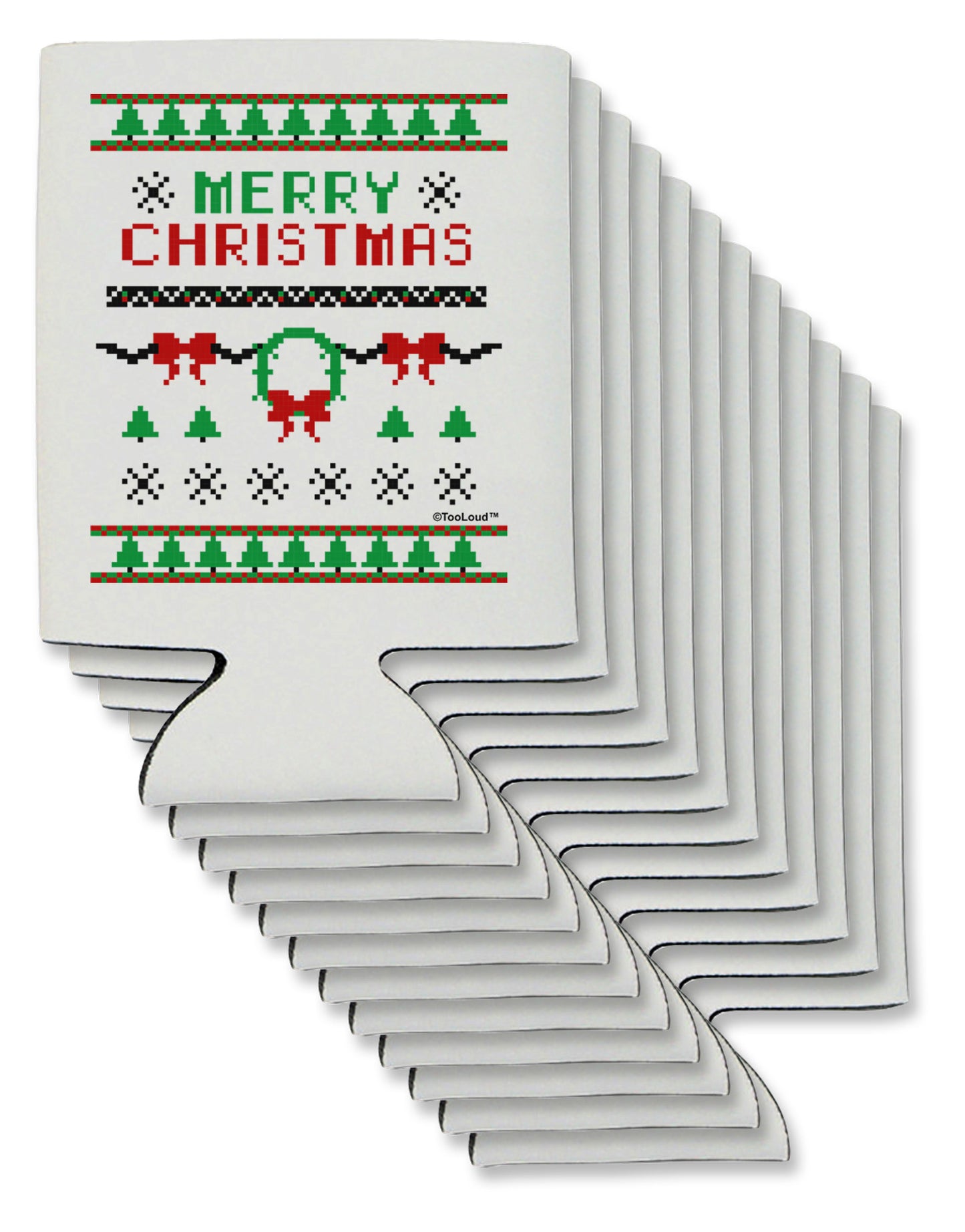 Merry Christmas Ugly Christmas Sweater Can / Bottle Insulator Coolers-Can Coolie-TooLoud-12-Davson Sales