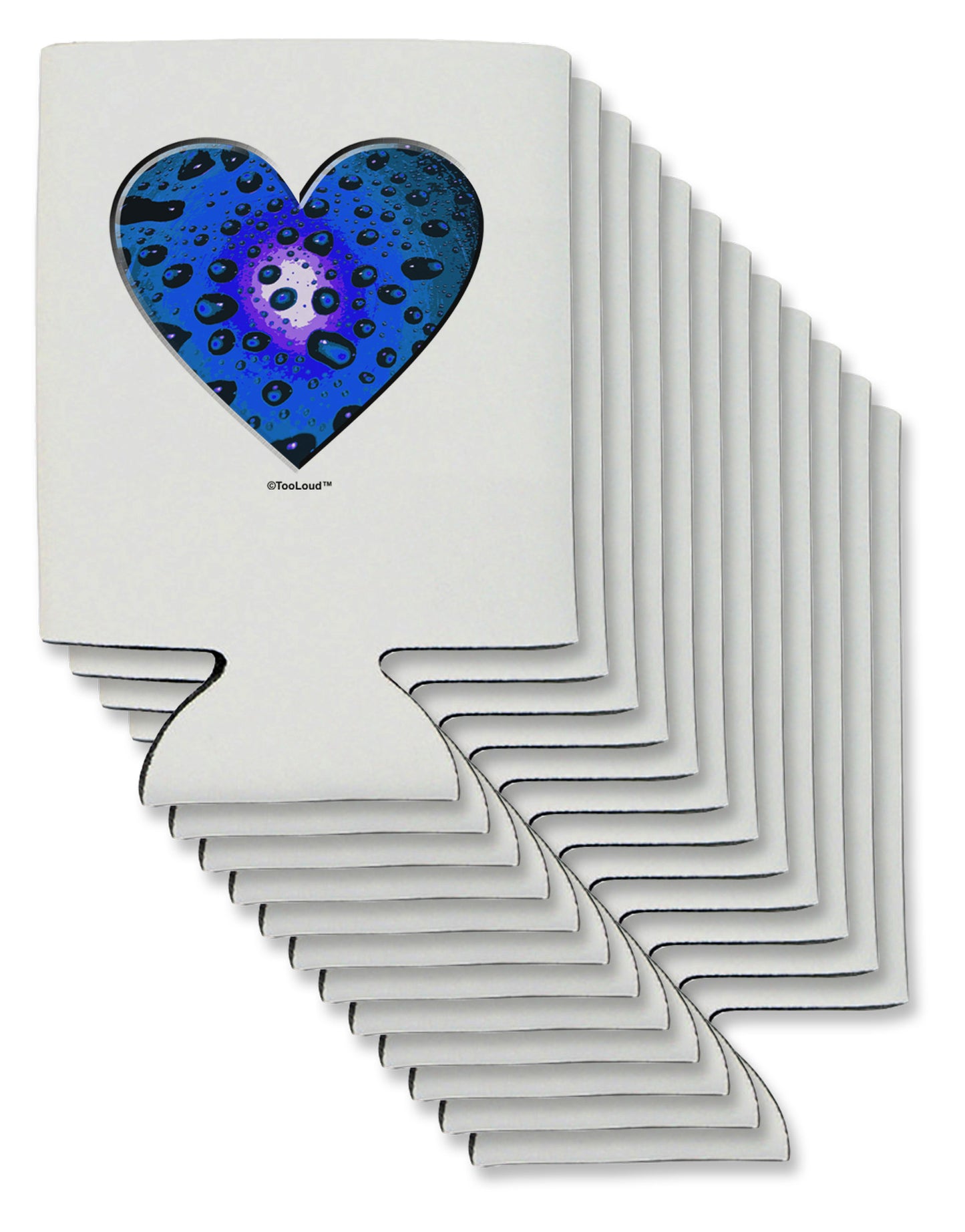 Water Droplet Heart Blue Can / Bottle Insulator Coolers by TooLoud-Can Coolie-TooLoud-12-Davson Sales