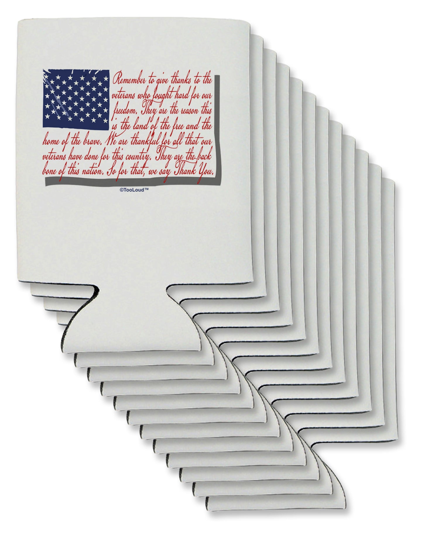Veterans Scripted Flag Can / Bottle Insulator Coolers-Can Coolie-TooLoud-12-Davson Sales