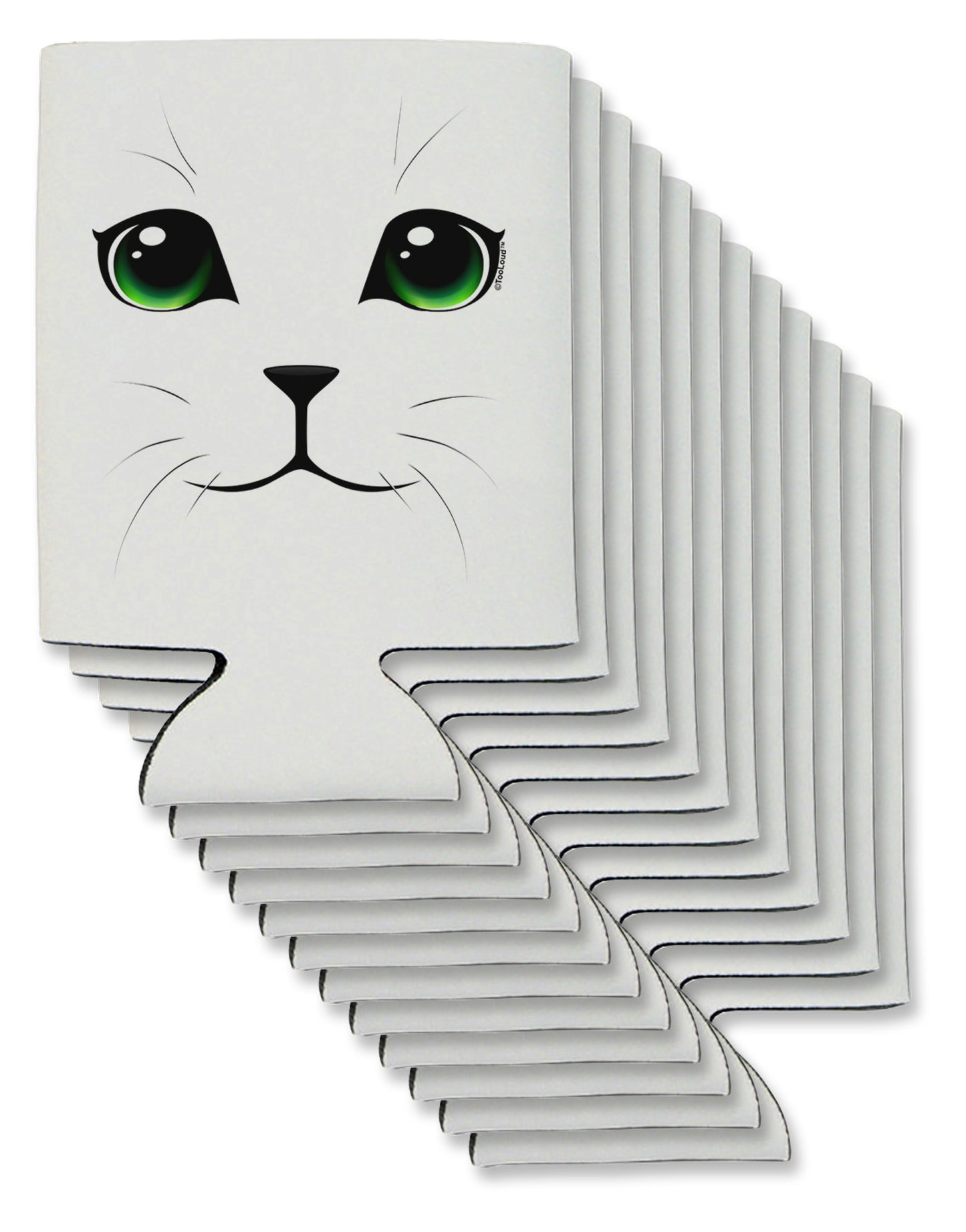 Green-Eyed Cute Cat Face Can / Bottle Insulator Coolers-Can Coolie-TooLoud-12-Davson Sales