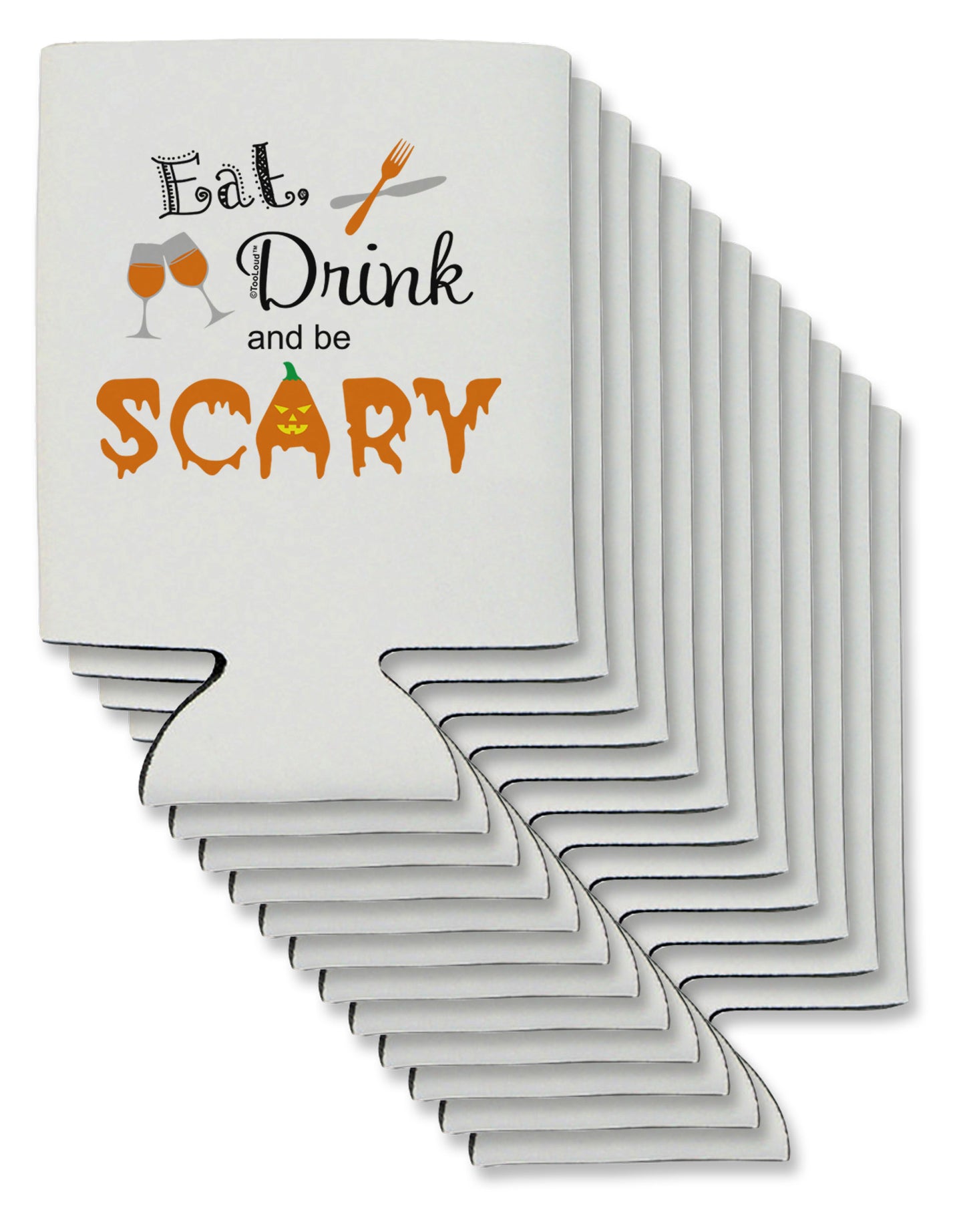 Eat Drink Scary Black Can / Bottle Insulator Coolers-Can Coolie-TooLoud-12-Davson Sales