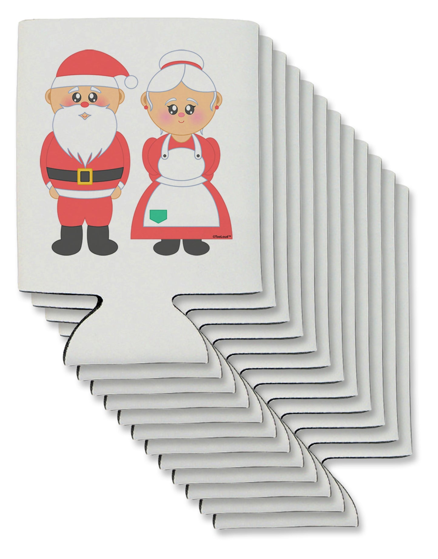Cute Mr and Mrs Santa Claus Couple Christmas Can / Bottle Insulator Coolers-Can Coolie-TooLoud-12 Pieces-Davson Sales