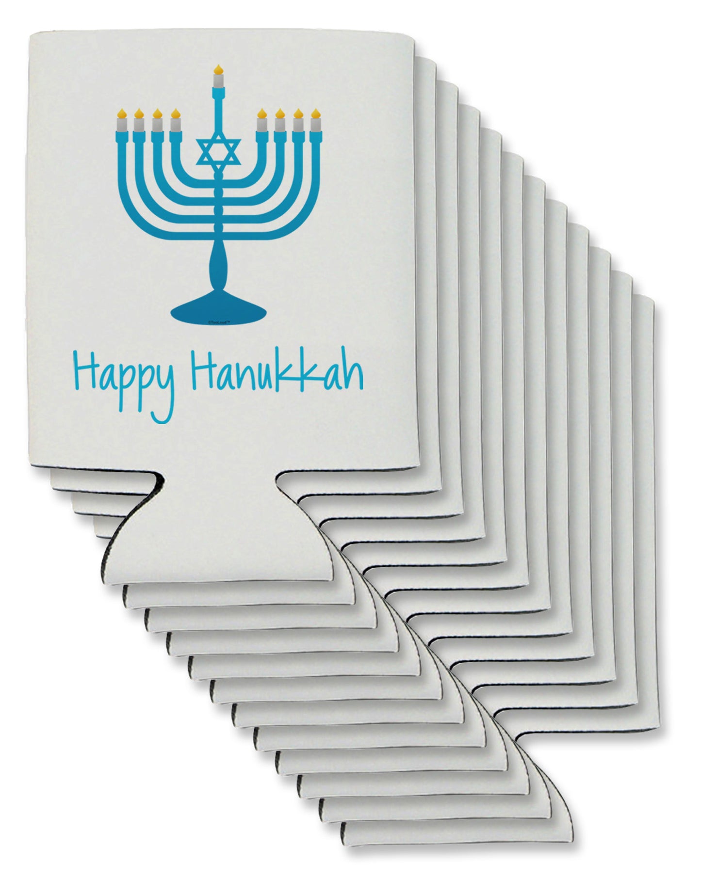 Happy Hanukkah Menorah Can / Bottle Insulator Coolers-Can Coolie-TooLoud-12 Pieces-Davson Sales