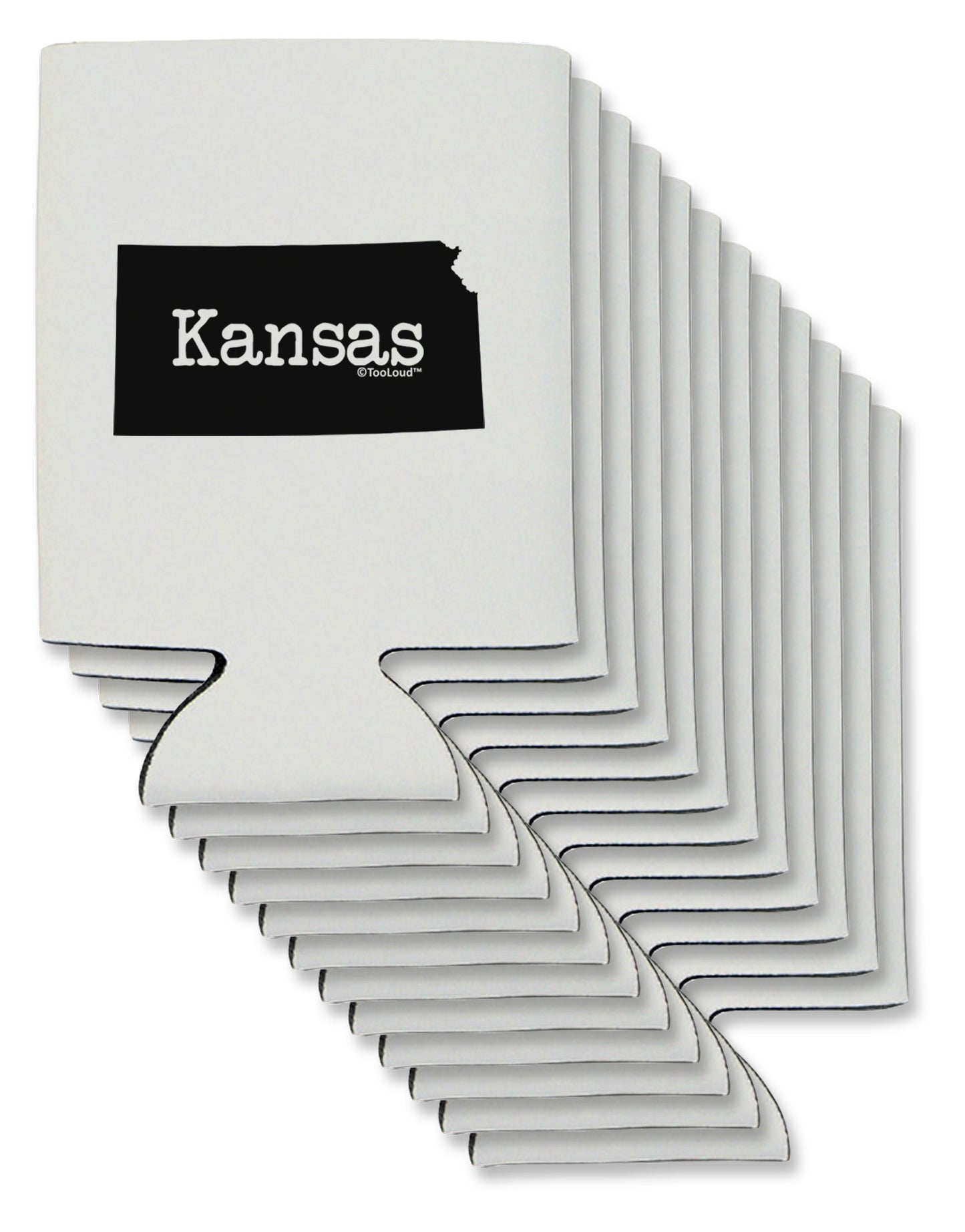 Kansas - United States Shape Can / Bottle Insulator Coolers-Can Coolie-TooLoud-12 Pieces-Davson Sales