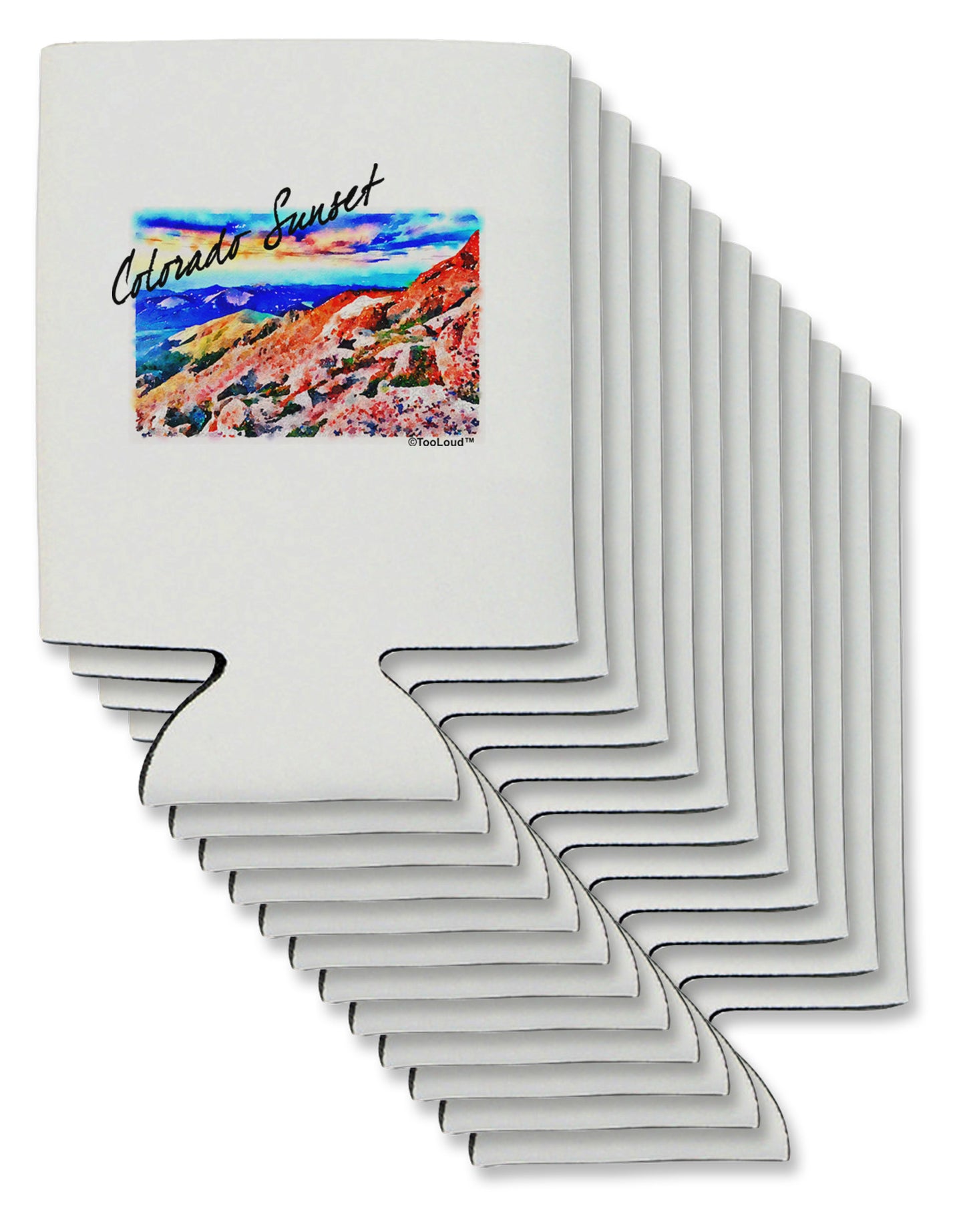 Colorado Mtn Sunset Bold WaterColor Can / Bottle Insulator Coolers-Can Coolie-TooLoud-12-Davson Sales