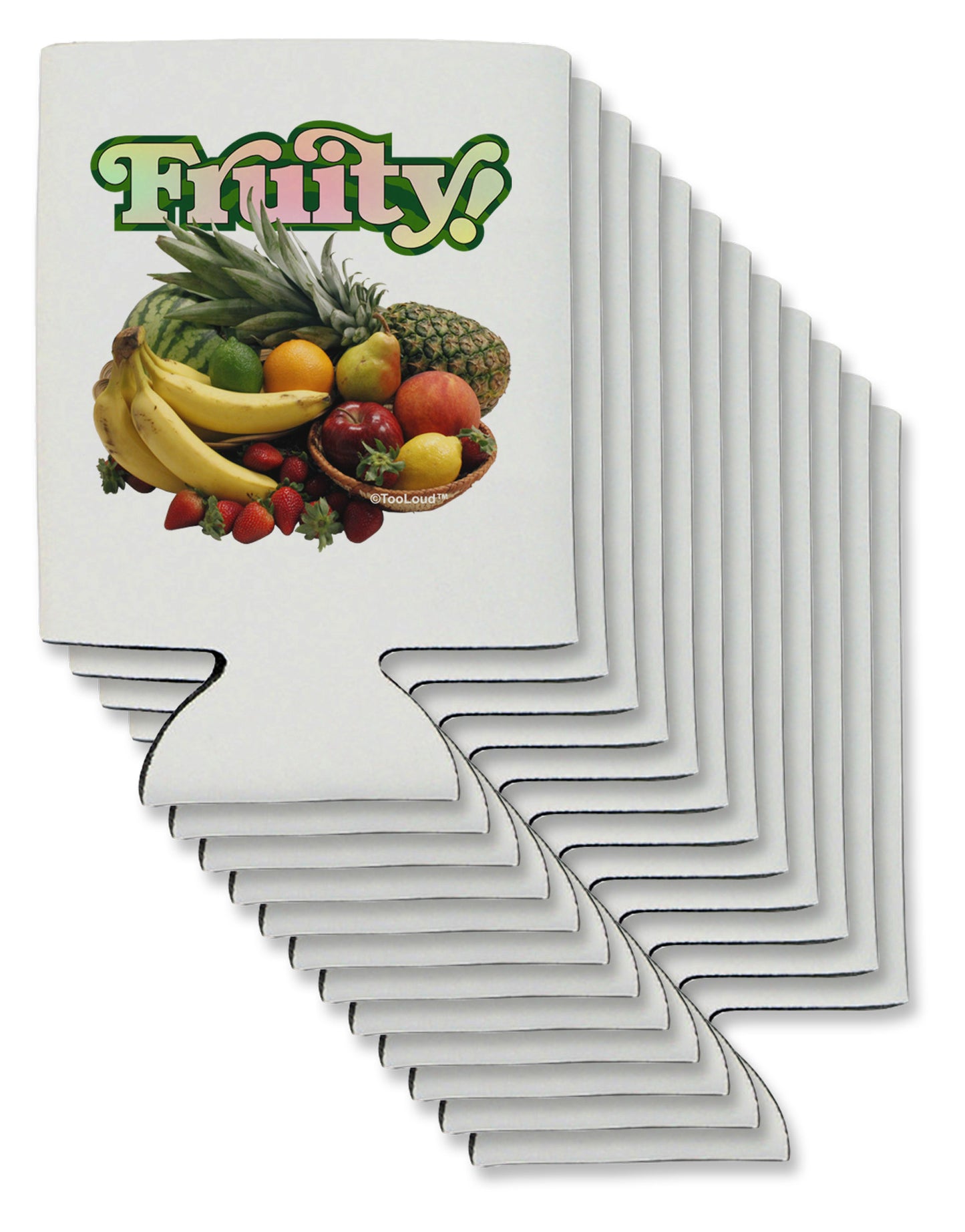 Fruity Fruit Basket Can / Bottle Insulator Coolers-Can Coolie-TooLoud-12 Pieces-Davson Sales