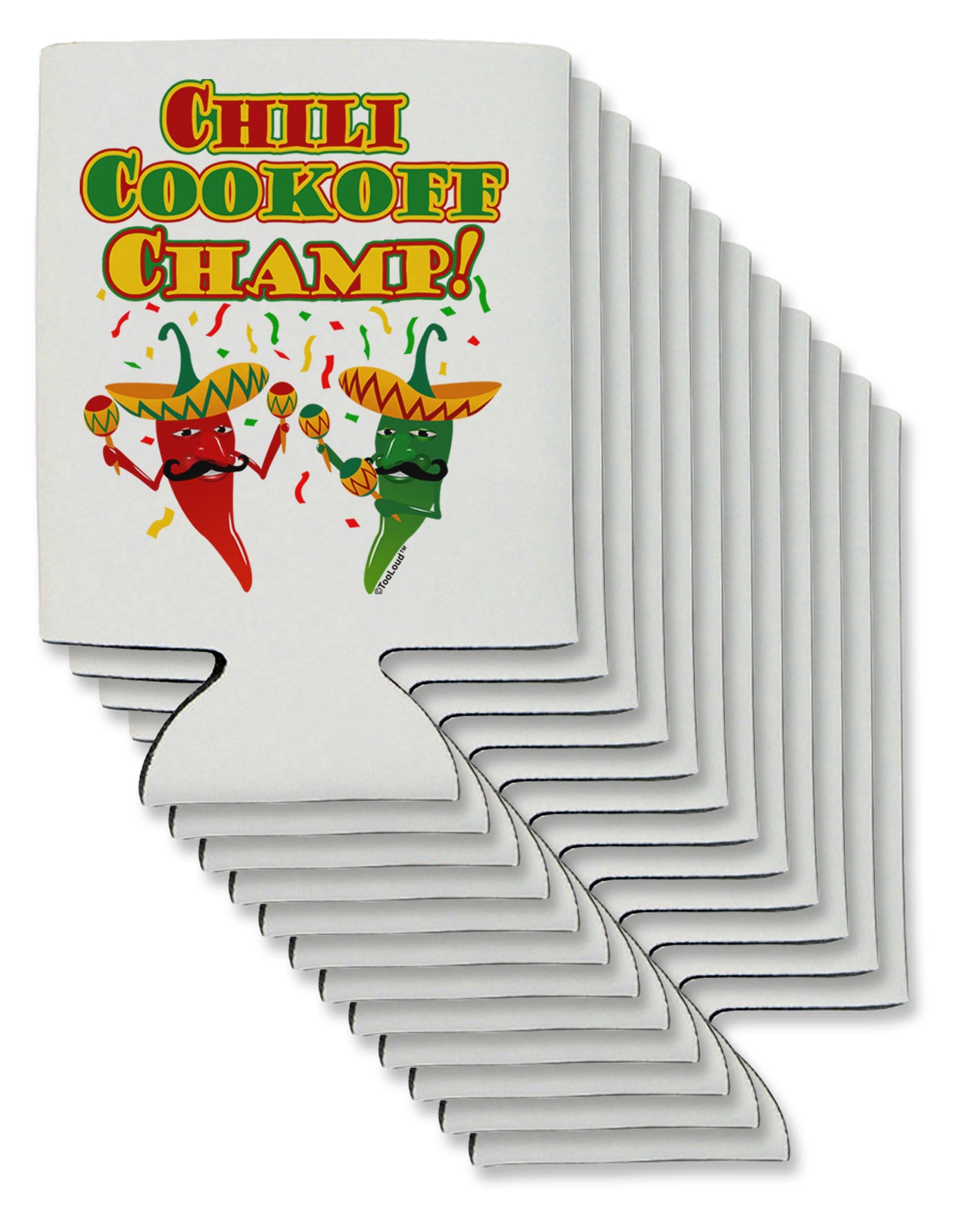Chili Cookoff Champ! Chile Peppers Can / Bottle Insulator Coolers-Can Coolie-TooLoud-12 Pieces-Davson Sales