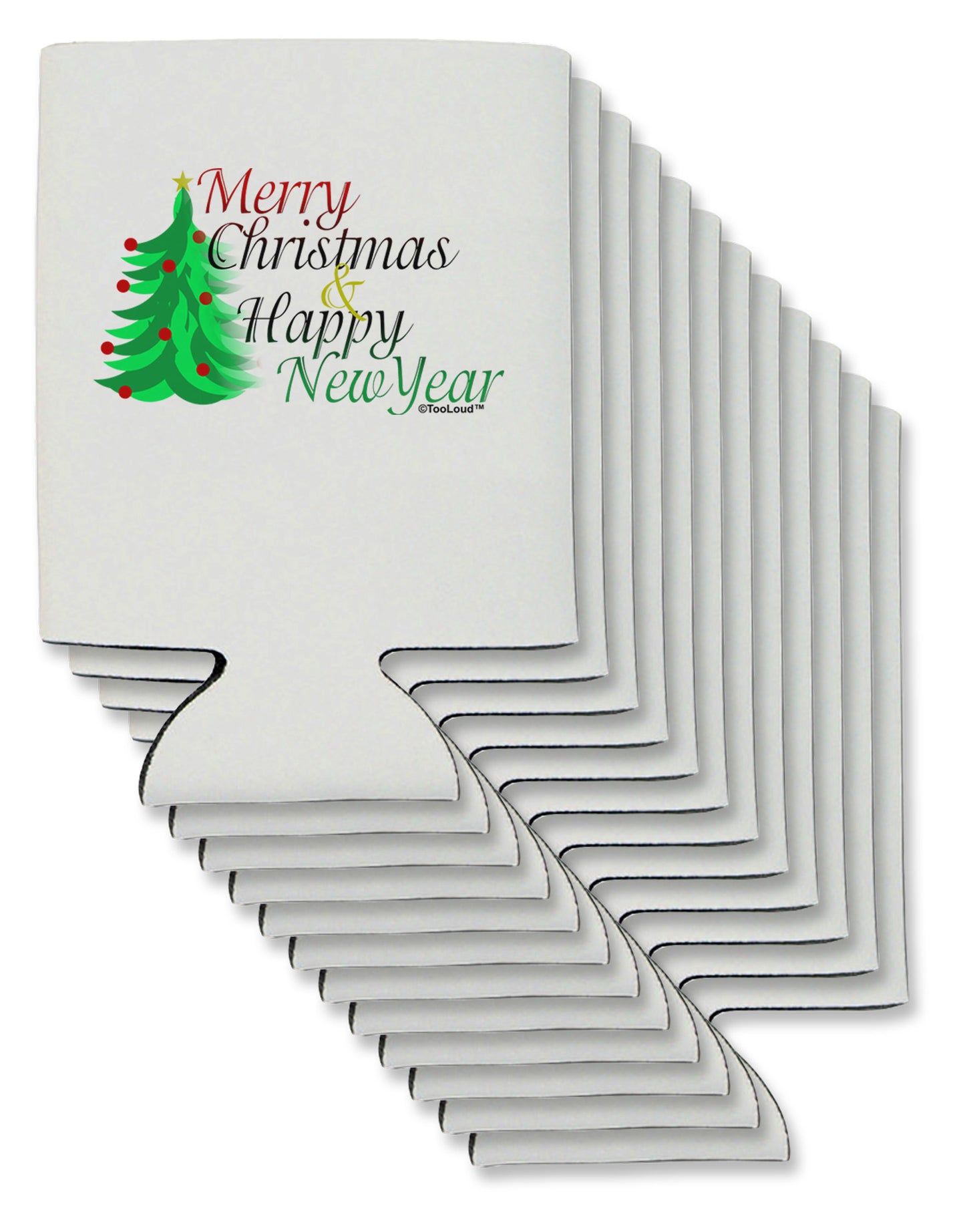 Merry Christmas & Happy New Year Can / Bottle Insulator Coolers-Can Coolie-TooLoud-12-Davson Sales