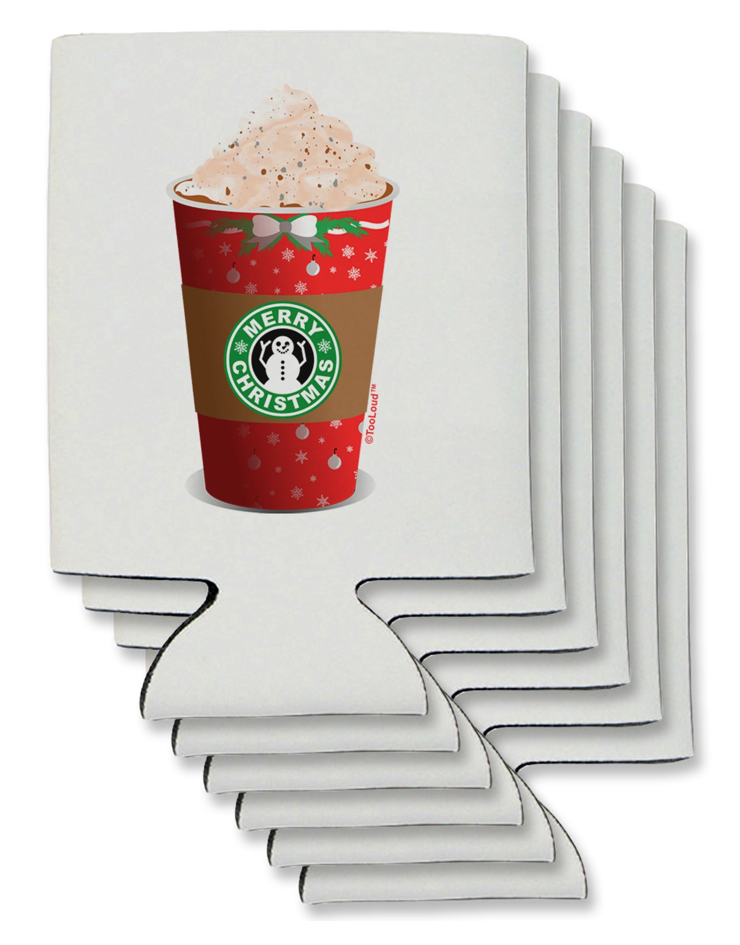 Merry Christmas Latte Cup Can / Bottle Insulator Coolers-Can Coolie-TooLoud-6-Davson Sales