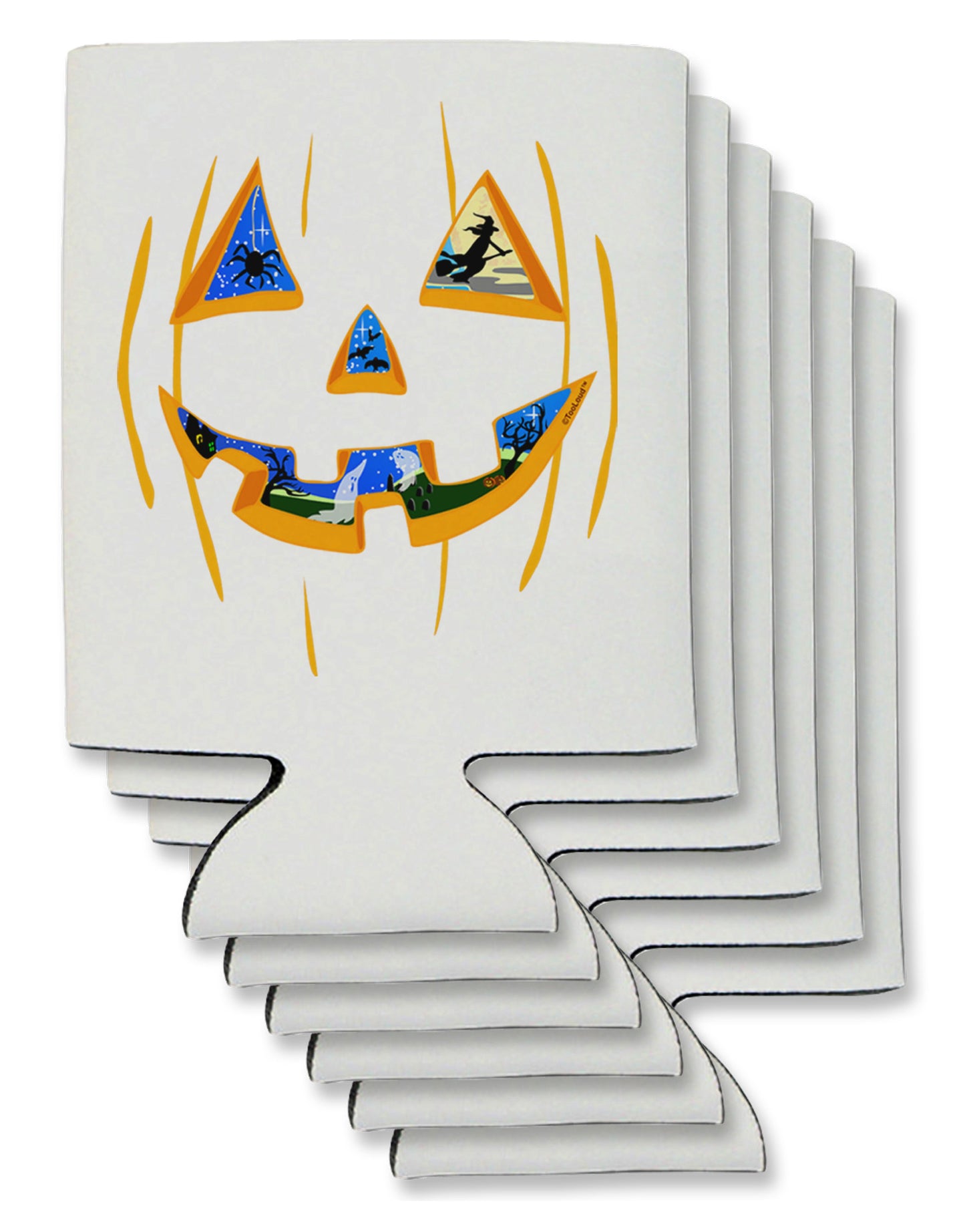 Jack O Lanterns Point of View Pumpkin Can / Bottle Insulator Coolers-Can Coolie-TooLoud-6 Pieces-Davson Sales