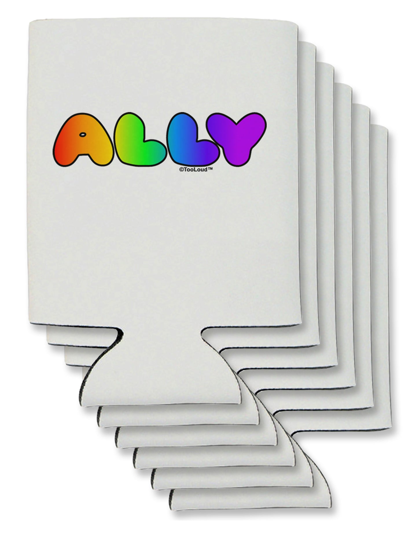 LGBT Ally Rainbow Text Can / Bottle Insulator Coolers by TooLoud-Can Coolie-TooLoud-6-Davson Sales