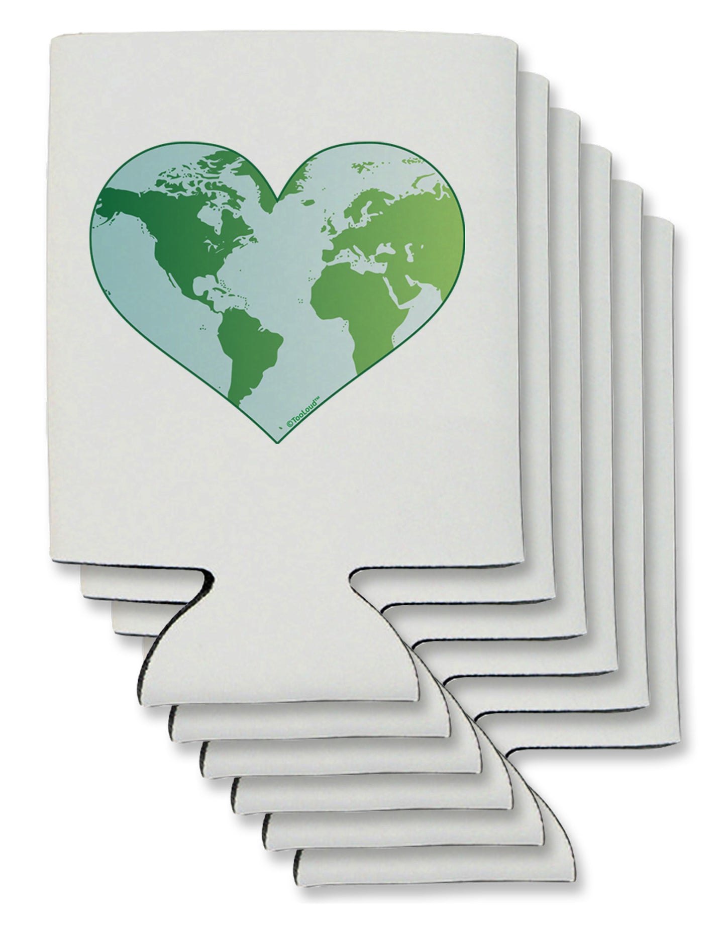 World Globe Heart Can / Bottle Insulator Coolers-Can Coolie-TooLoud-6-Davson Sales