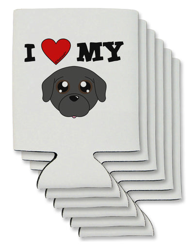 I Heart My - Cute Pug Dog - Black Can / Bottle Insulator Coolers by TooLoud-Can Coolie-TooLoud-6-Davson Sales