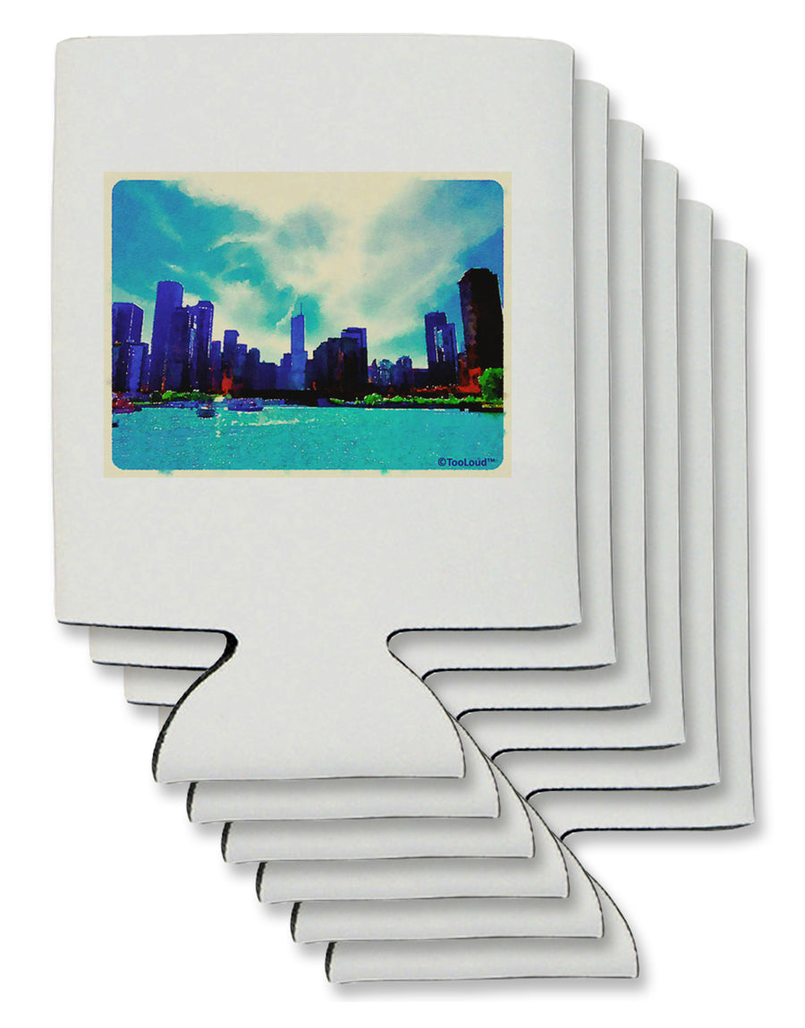 Chicago Skyline Watercolor Can / Bottle Insulator Coolers-Can Coolie-TooLoud-1-Davson Sales