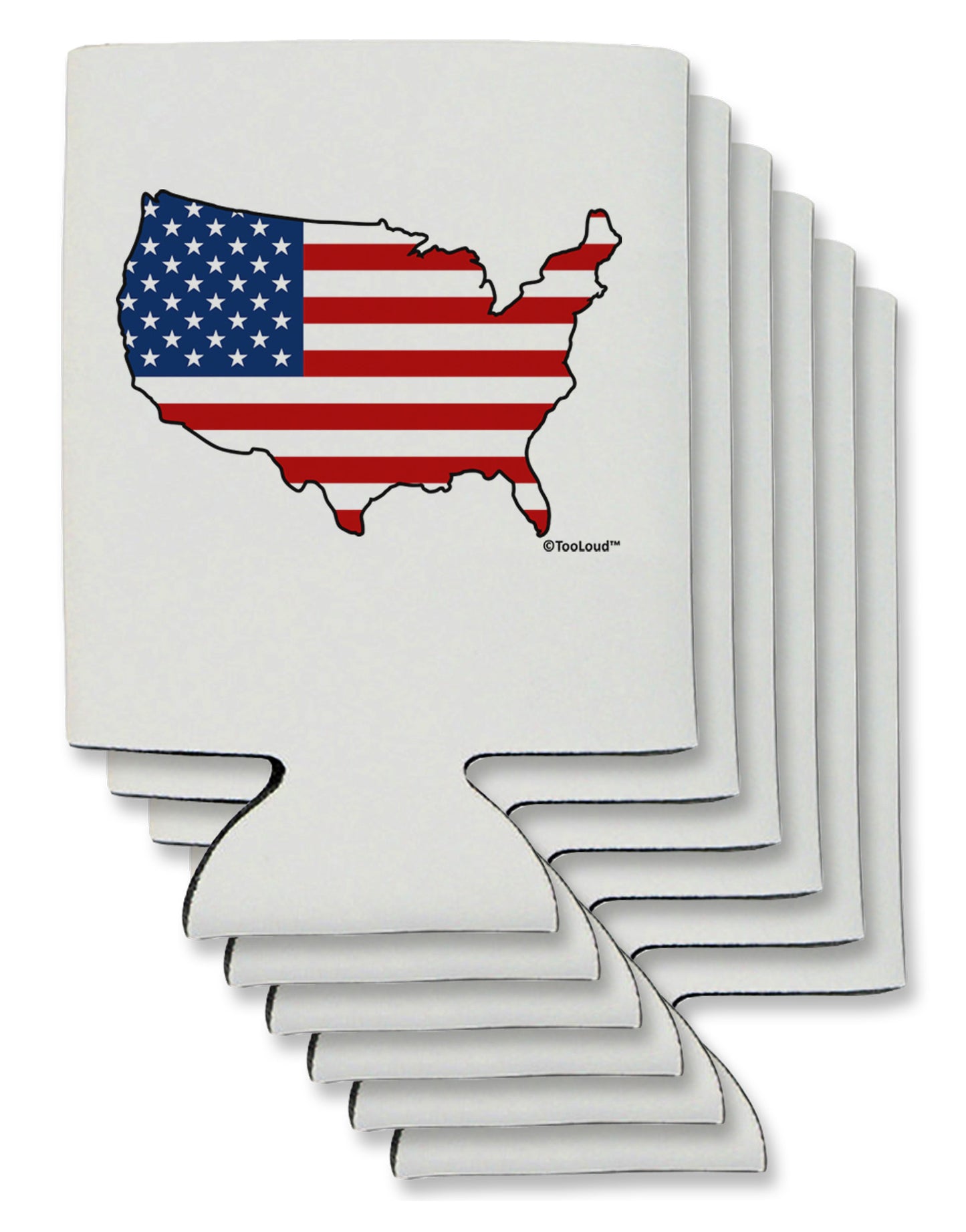 United States Cutout - American Flag Design Can / Bottle Insulator Coolers by TooLoud-Can Coolie-TooLoud-6-Davson Sales