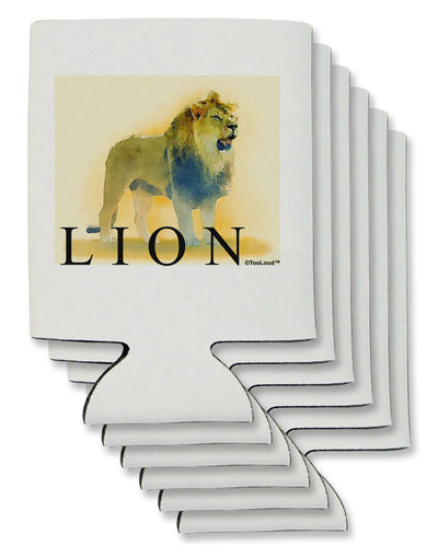 Lion Watercolor 1 Text Can / Bottle Insulator Coolers-Can Coolie-TooLoud-6 Pieces-Davson Sales