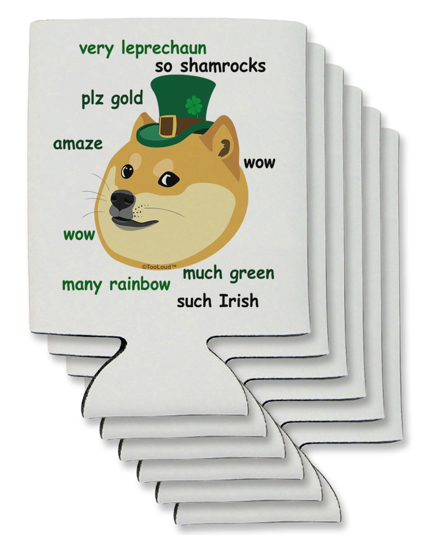 St Patricks Day Leprechaun Doge Can / Bottle Insulator Coolers-Can Coolie-TooLoud-6-Davson Sales