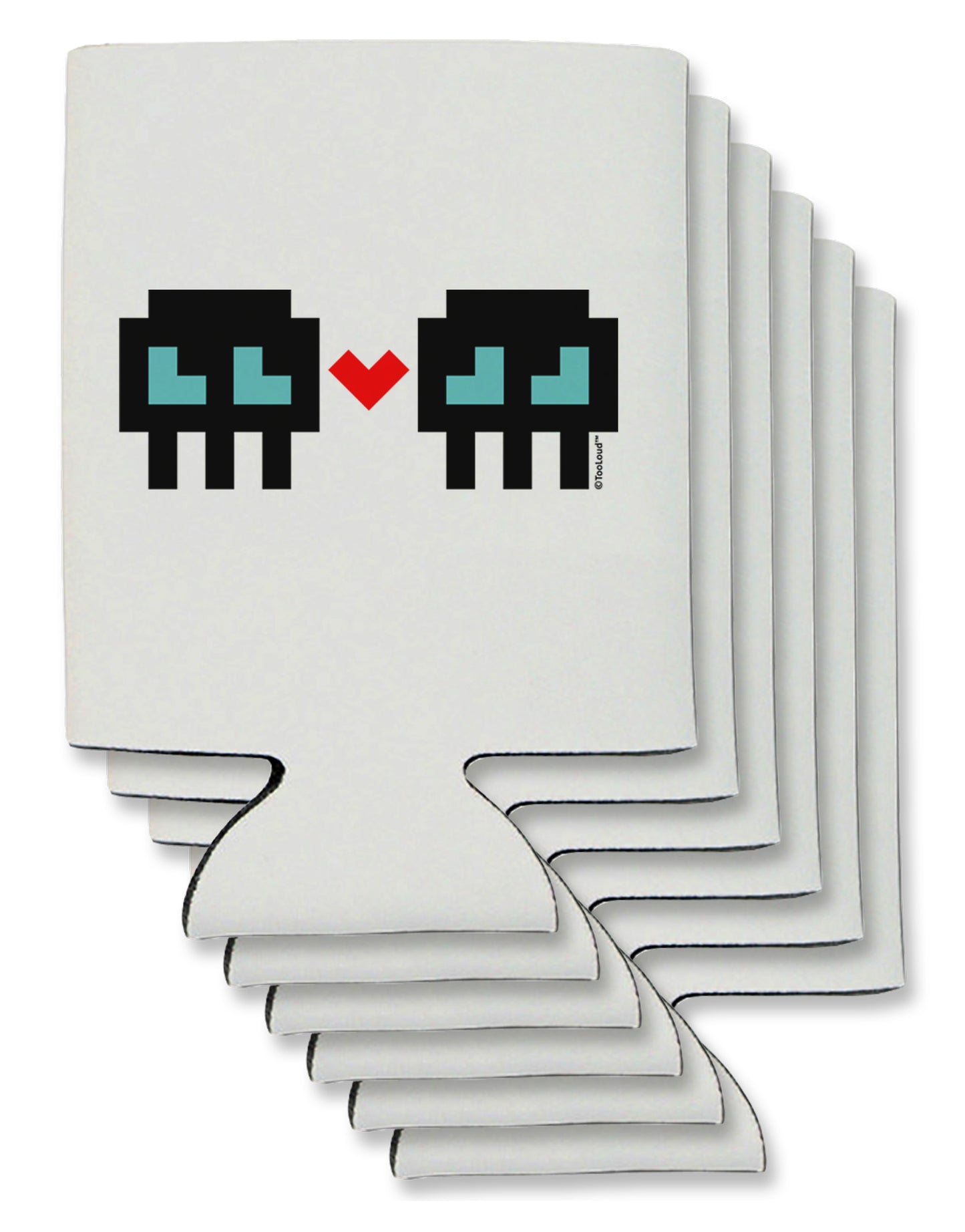 8-Bit Skull Love - Boy and Boy Can / Bottle Insulator Coolers-Can Coolie-TooLoud-6-Davson Sales