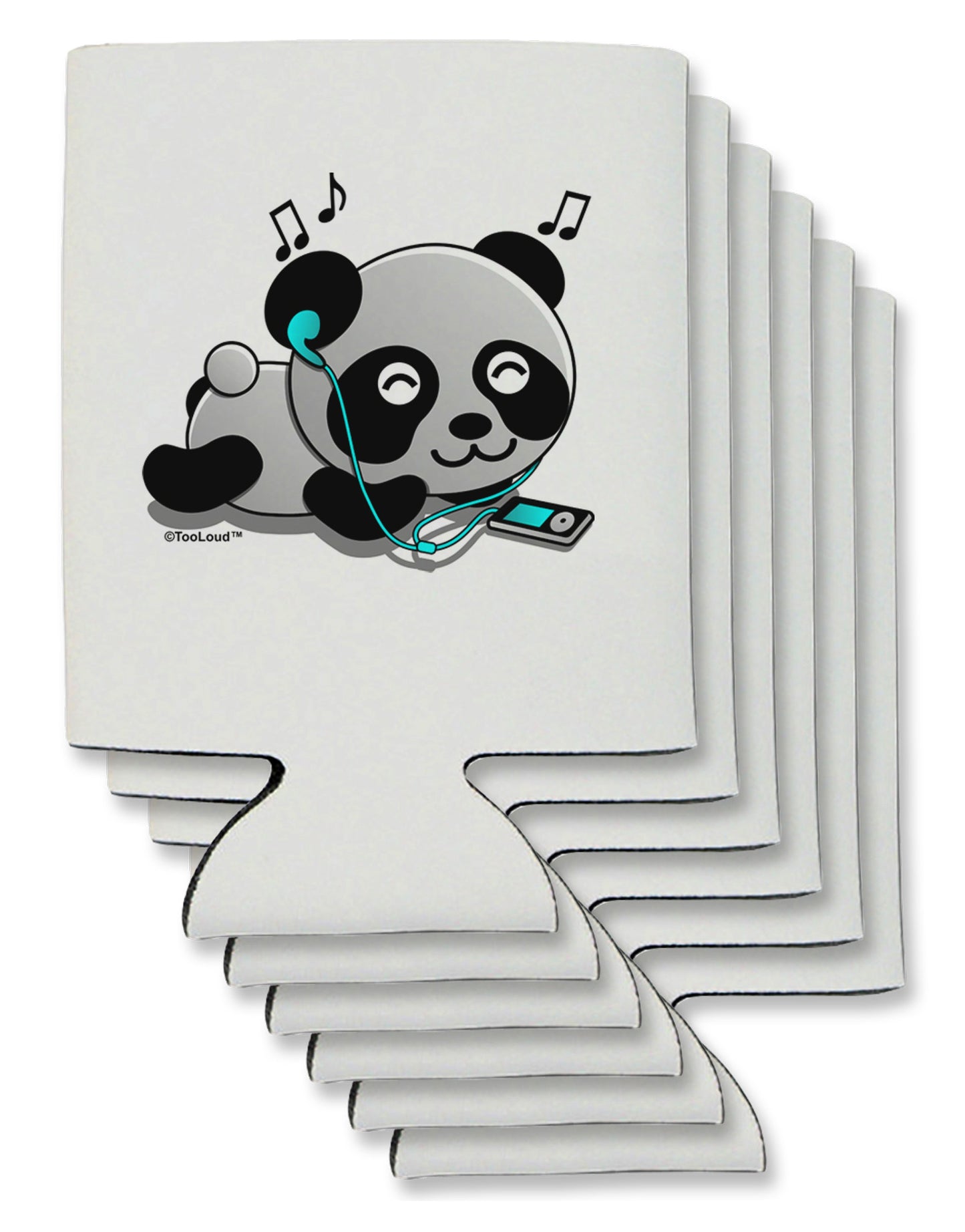 Cute Panda With Ear Buds Can / Bottle Insulator Coolers-Can Coolie-TooLoud-6-Davson Sales