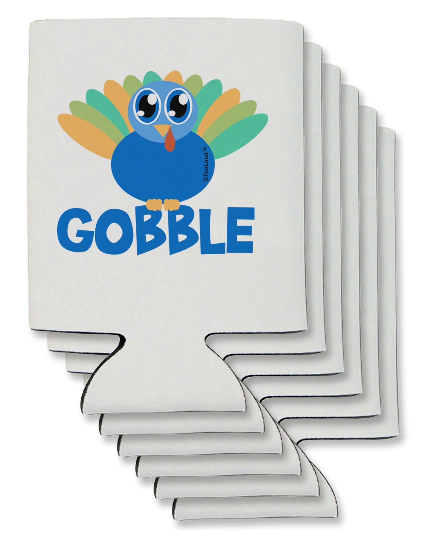 Cute Gobble Turkey Blue Can / Bottle Insulator Coolers-Can Coolie-TooLoud-6-Davson Sales