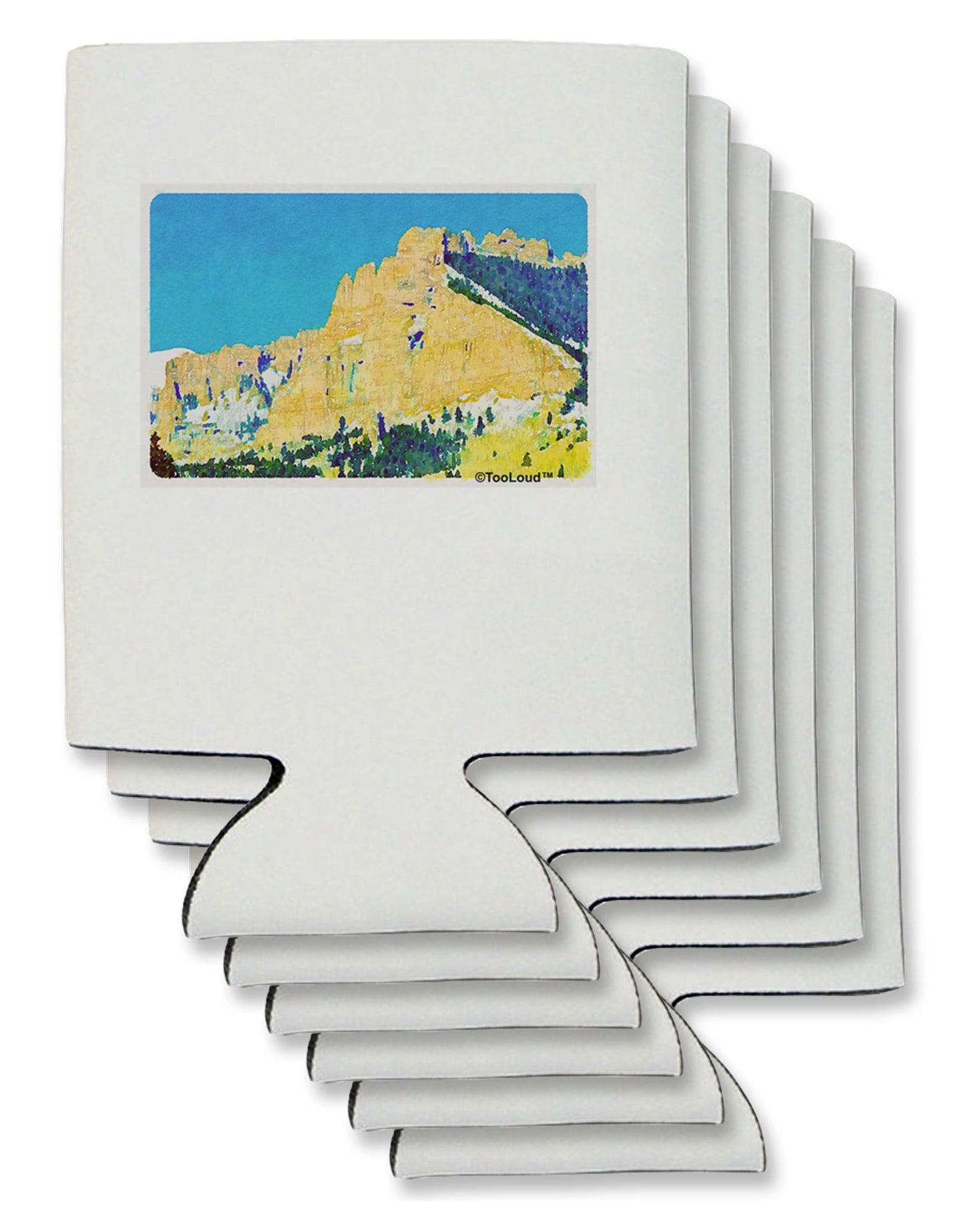 Colorado Snowy Mtns WaterColor Can / Bottle Insulator Coolers-Can Coolie-TooLoud-6-Davson Sales
